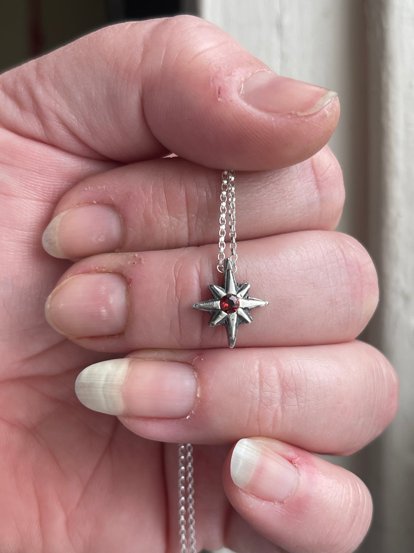 Dark Star • Garnet Star Charm Necklace MADE TO ORDER