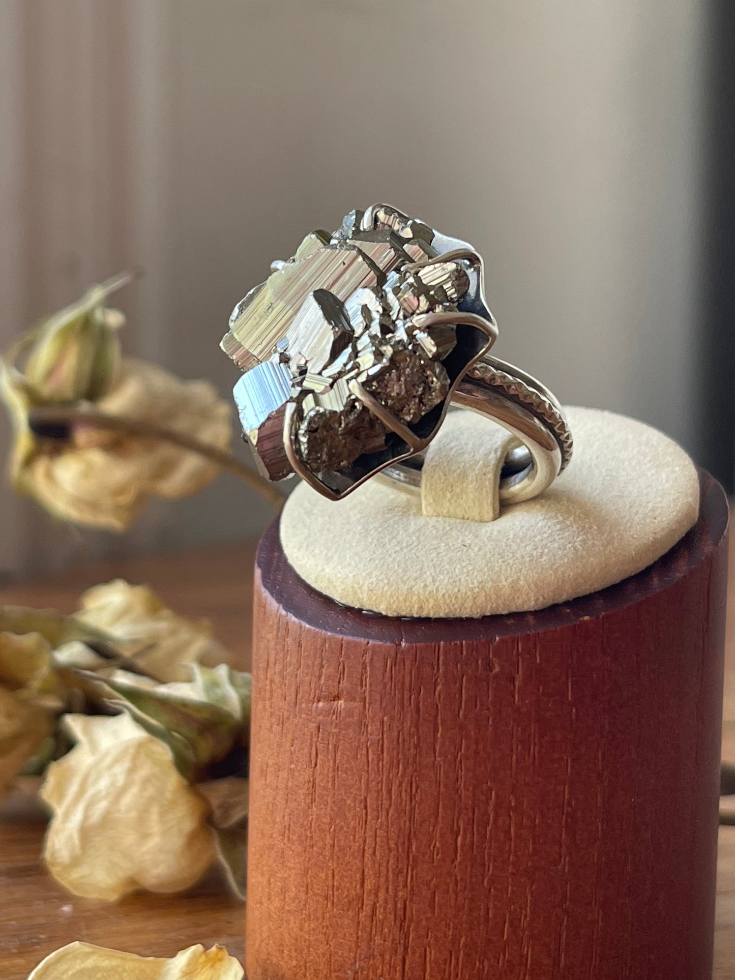 *Celtic Cliffs • Pyrite & Tanzanite Statement Ring • Size 6.5 Sterling Silver