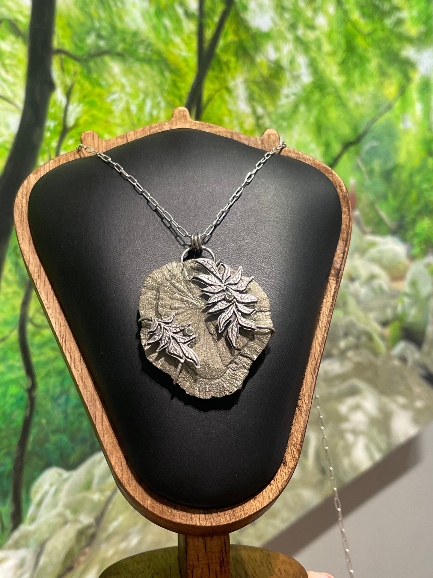 *Sunrays Through the Trees • Pyrite Sun & Green Sapphire Statement Necklace