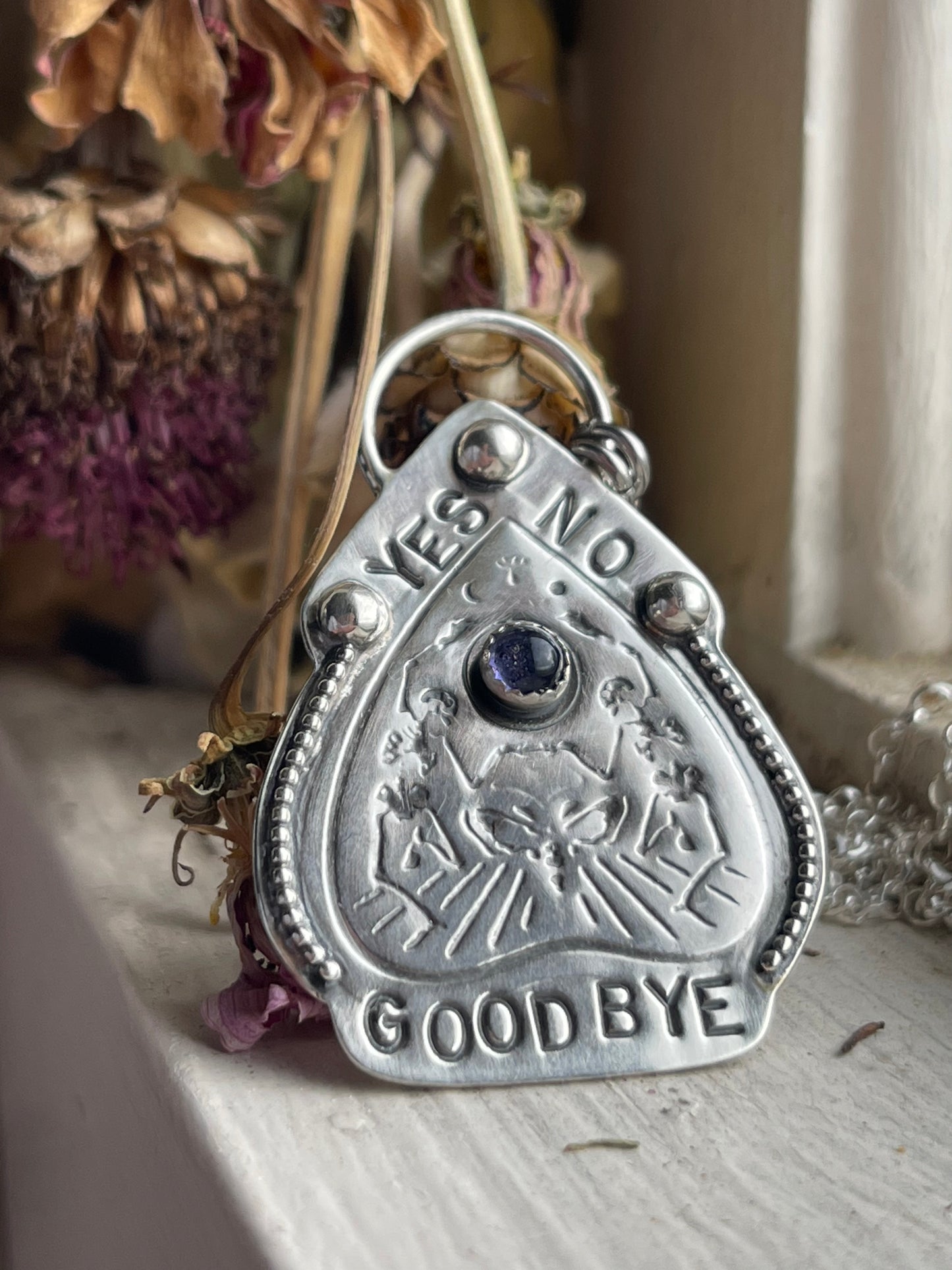 Iolite Ouija Planchette Statement Necklace