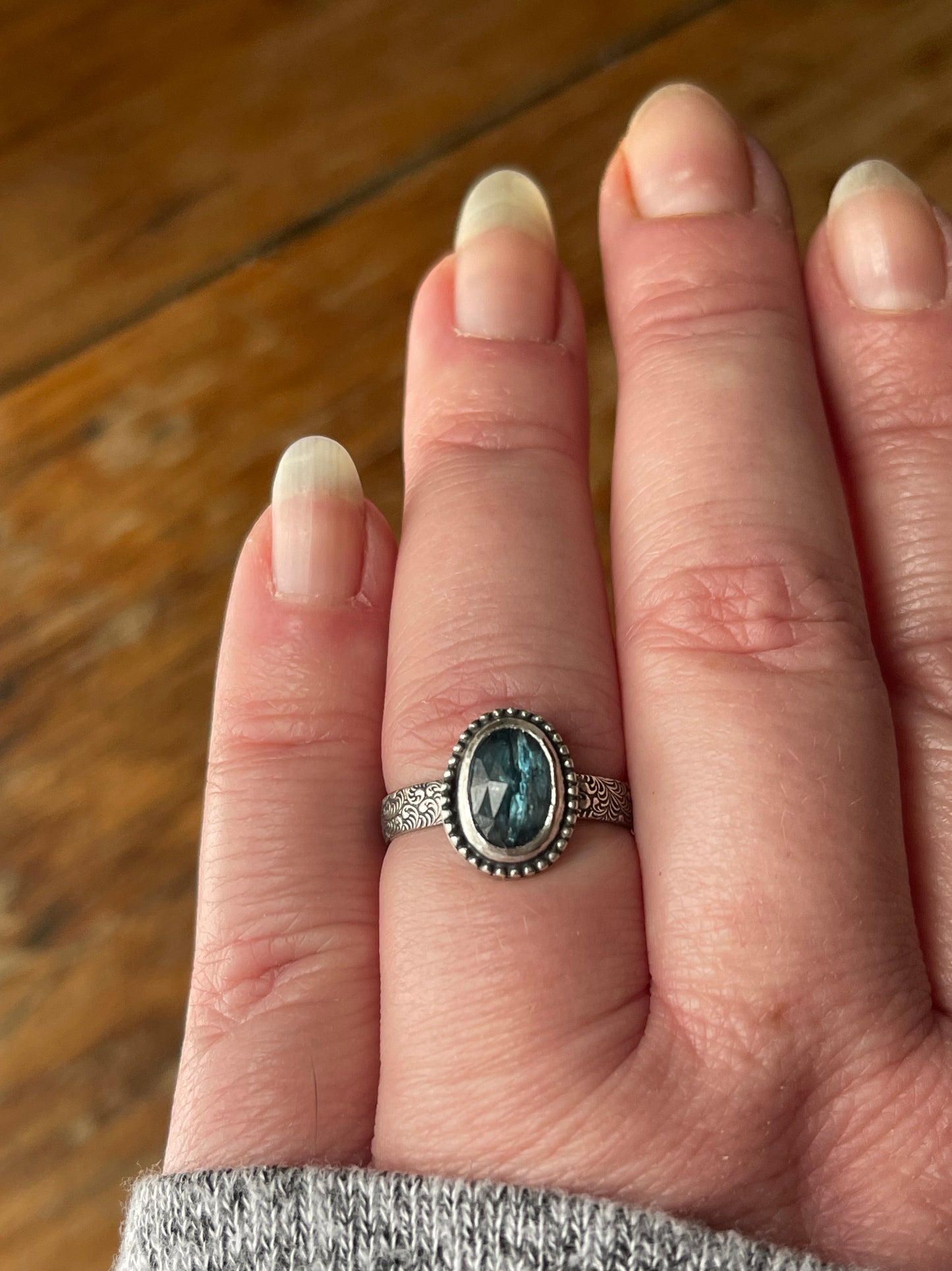 Blue Nebula Teal Kyanite Rings