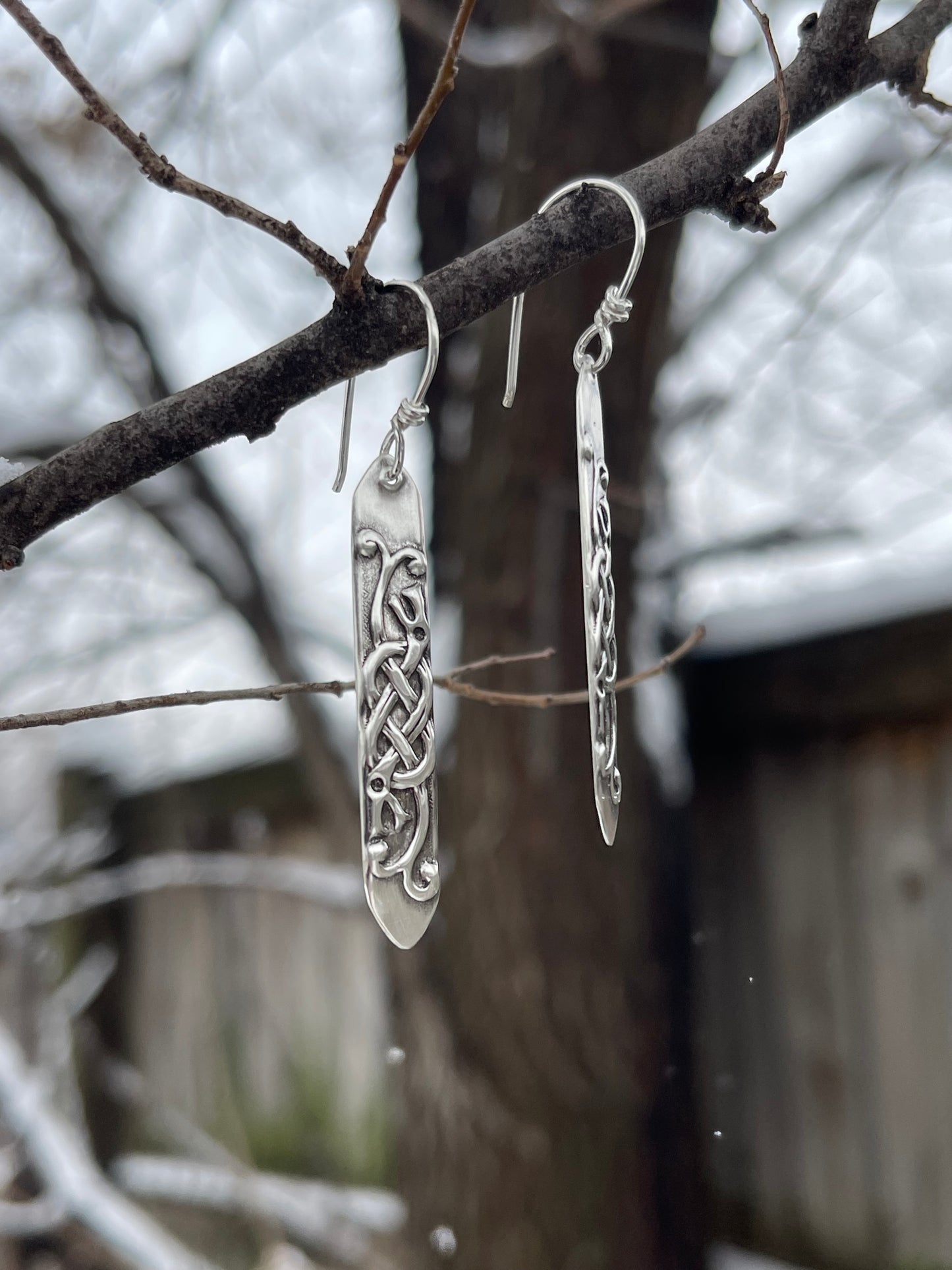 Jörmungandr Viking Knots Sterling Silver Dangle Earrings • MADE TO ORDER