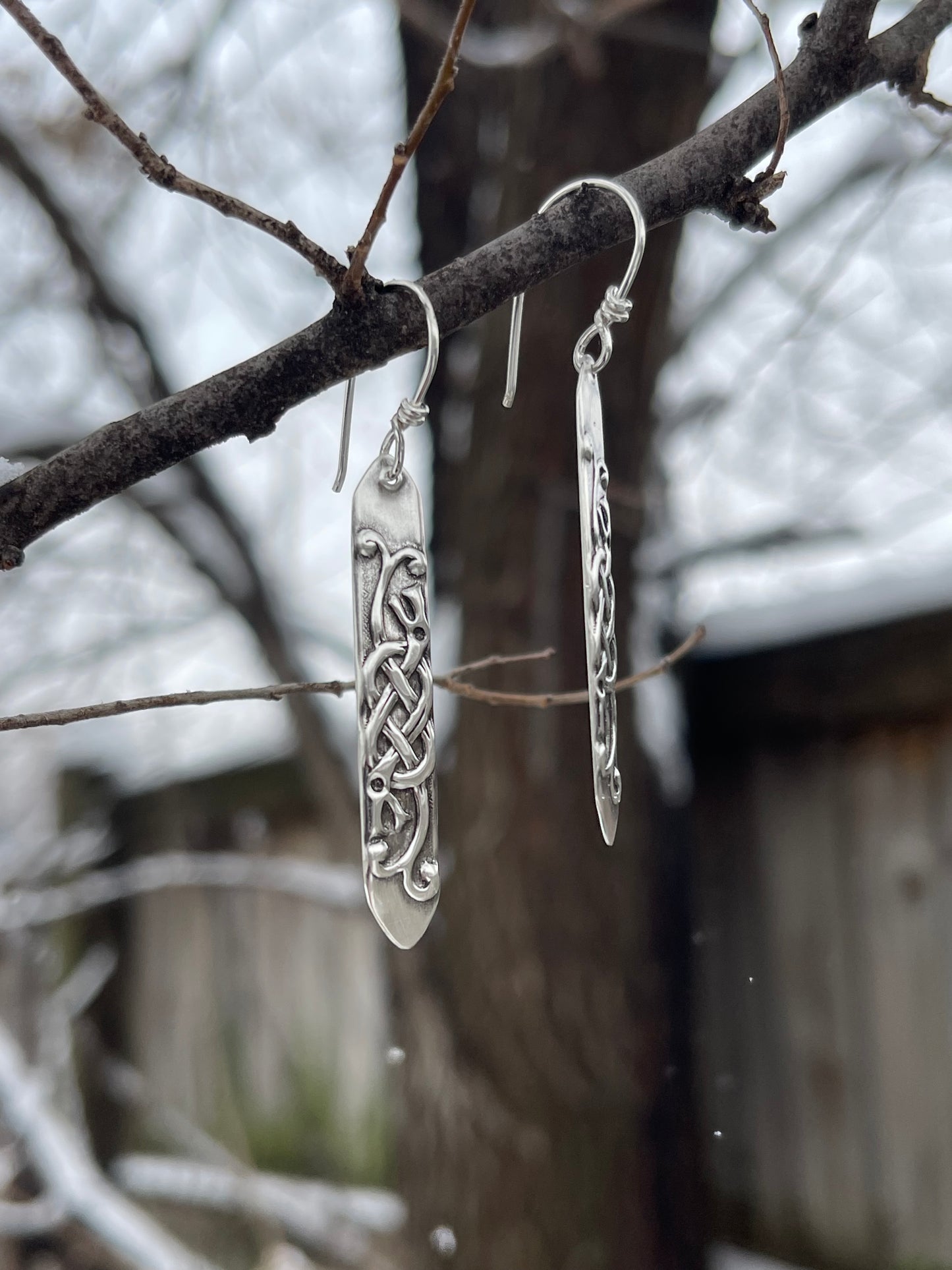 Jörmungandr Viking Knots Sterling Silver Dangle Earrings