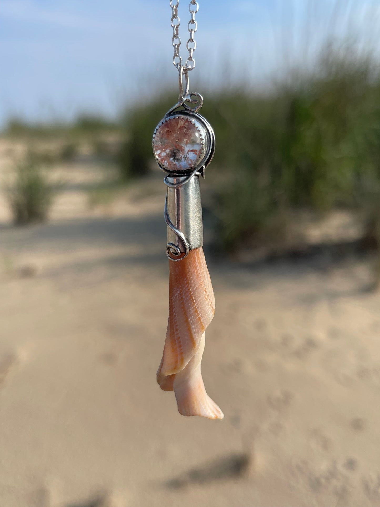 *Dancing in the Dunes • Garden Quartz Seashell Pendant