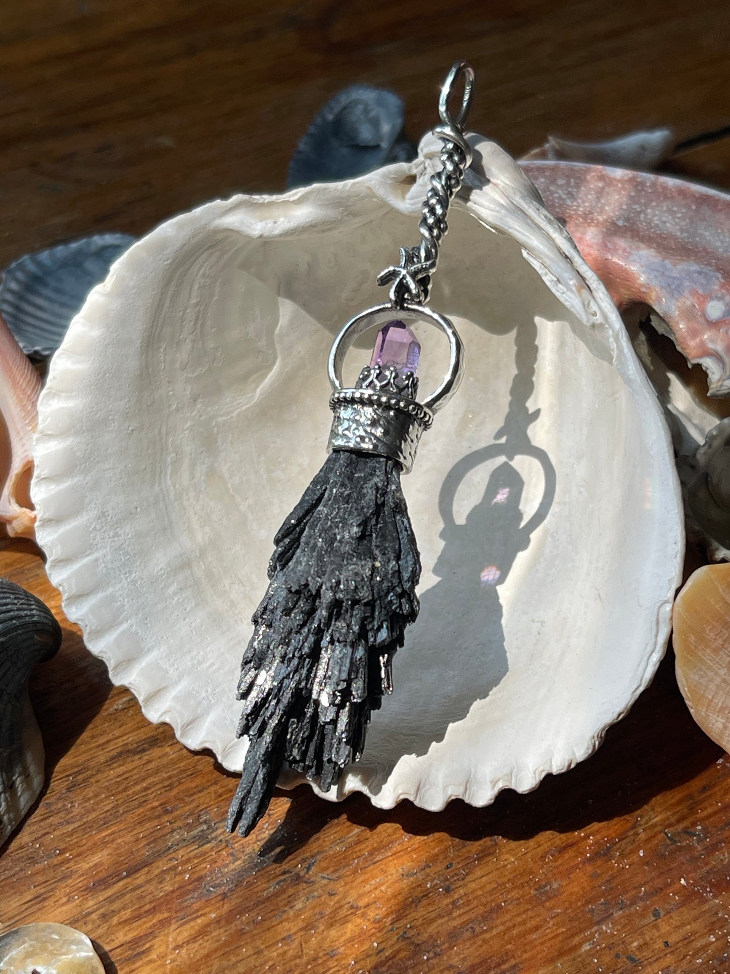 The Urchin Witch Crystal Broom Pendant