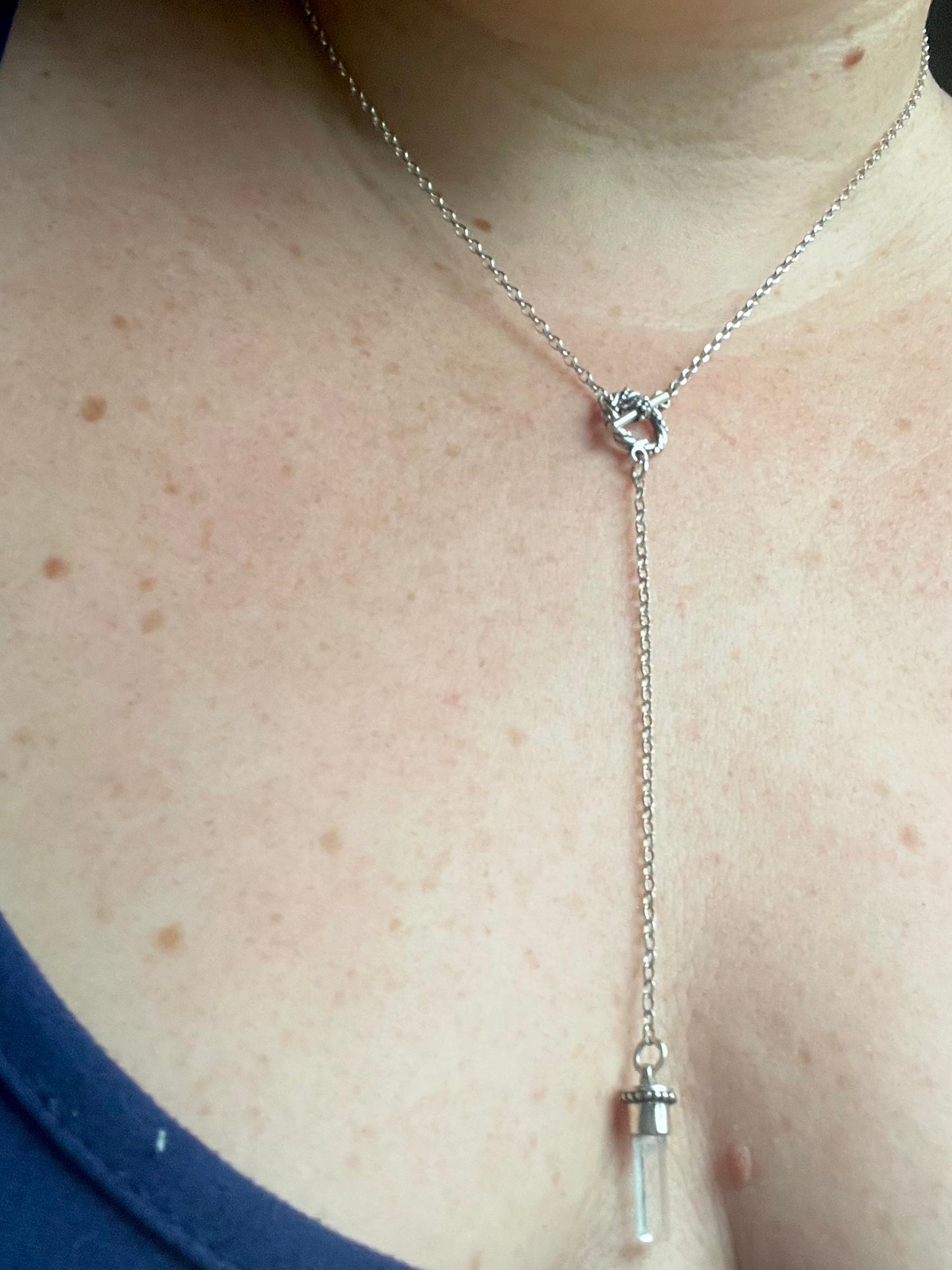 *Aquamarine Anchor • Aquamarine Crystal Sterling Silver Toggle Necklace