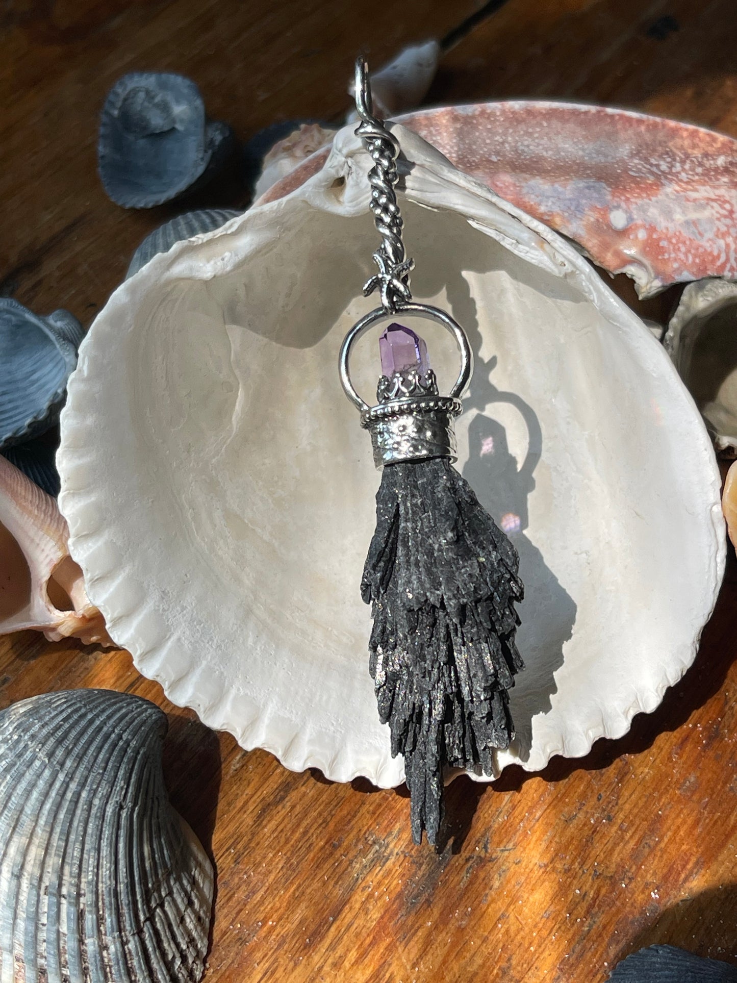 The Urchin Witch Crystal Broom Pendant