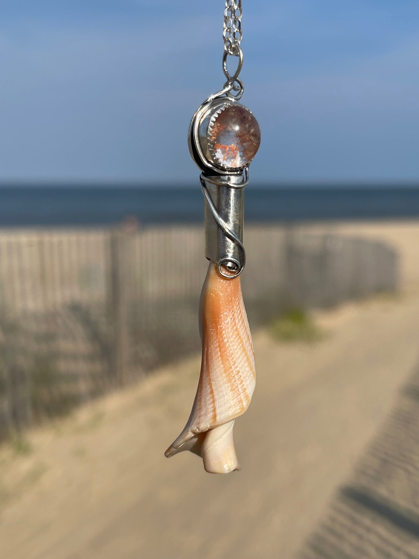*Dancing in the Dunes • Garden Quartz Seashell Pendant