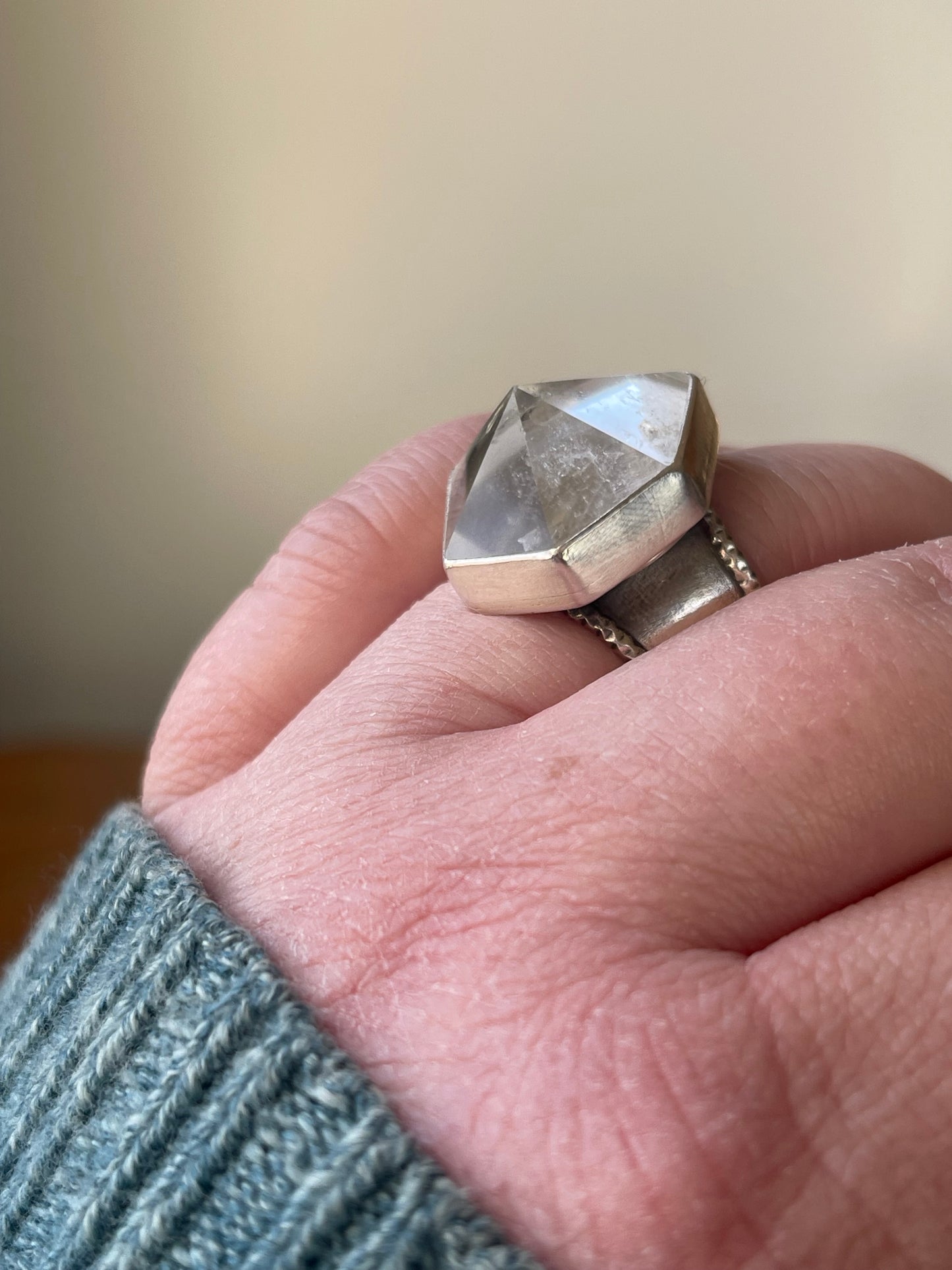 Emergence Crystal Statement Ring • Fine Silver with London Blue Topaz