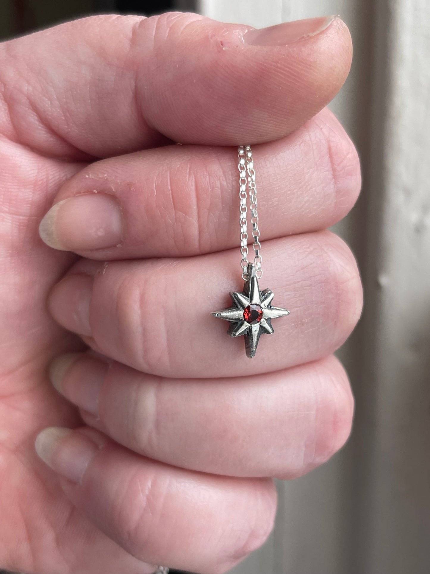 Dark Star • Garnet Star Charm Necklace MADE TO ORDER