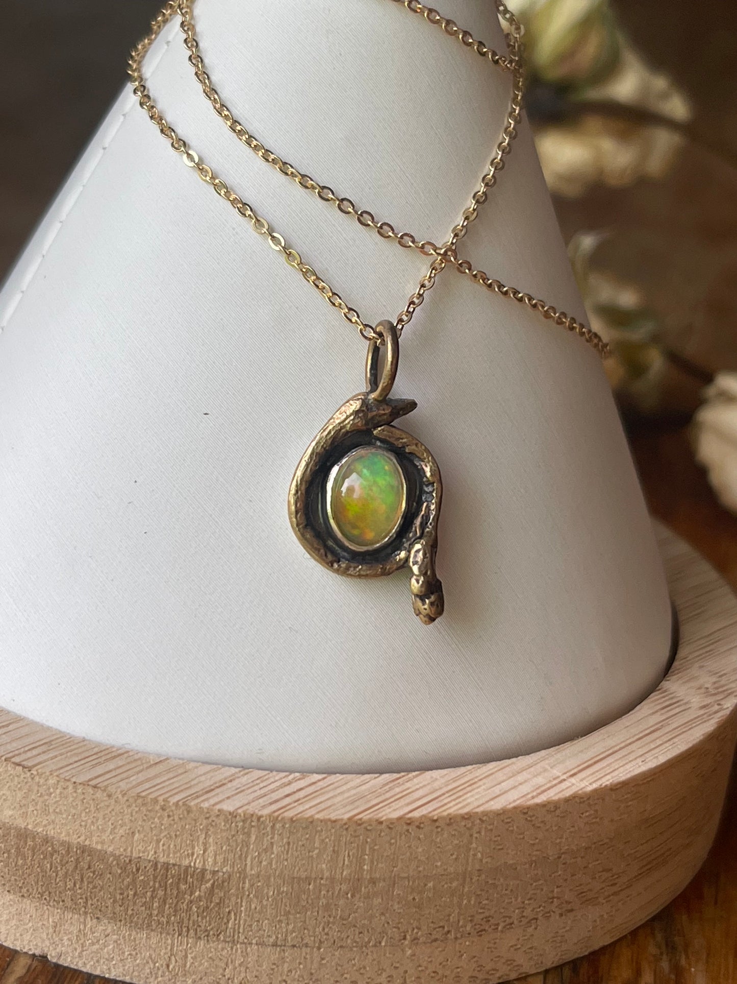 *Garden Snake • Ethiopian Opal Mixed Metals Pendant Necklace