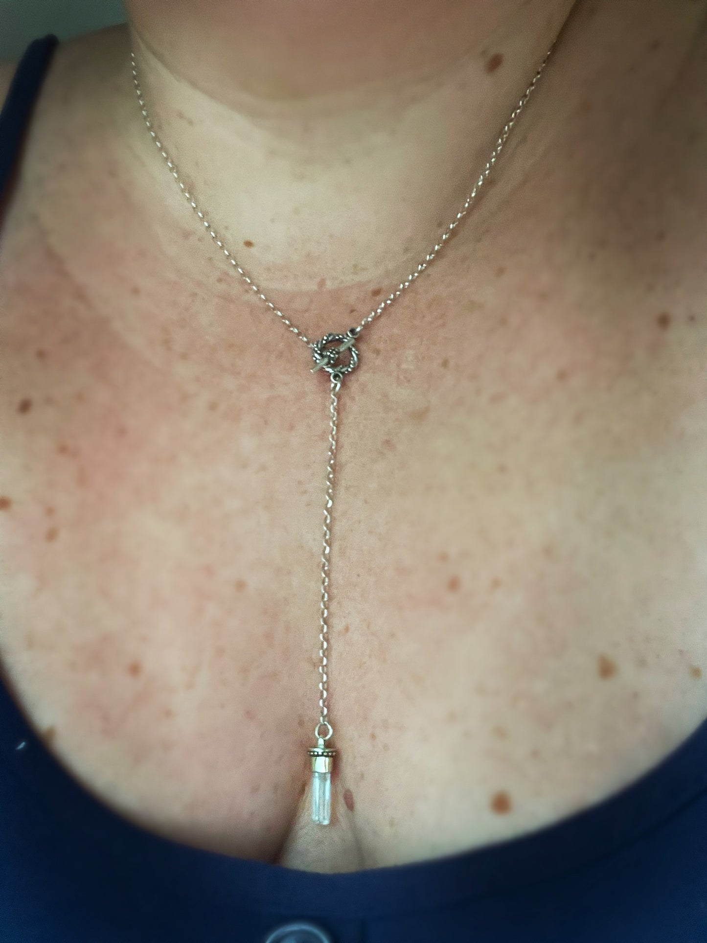 *Aquamarine Anchor • Aquamarine Crystal Sterling Silver Toggle Necklace