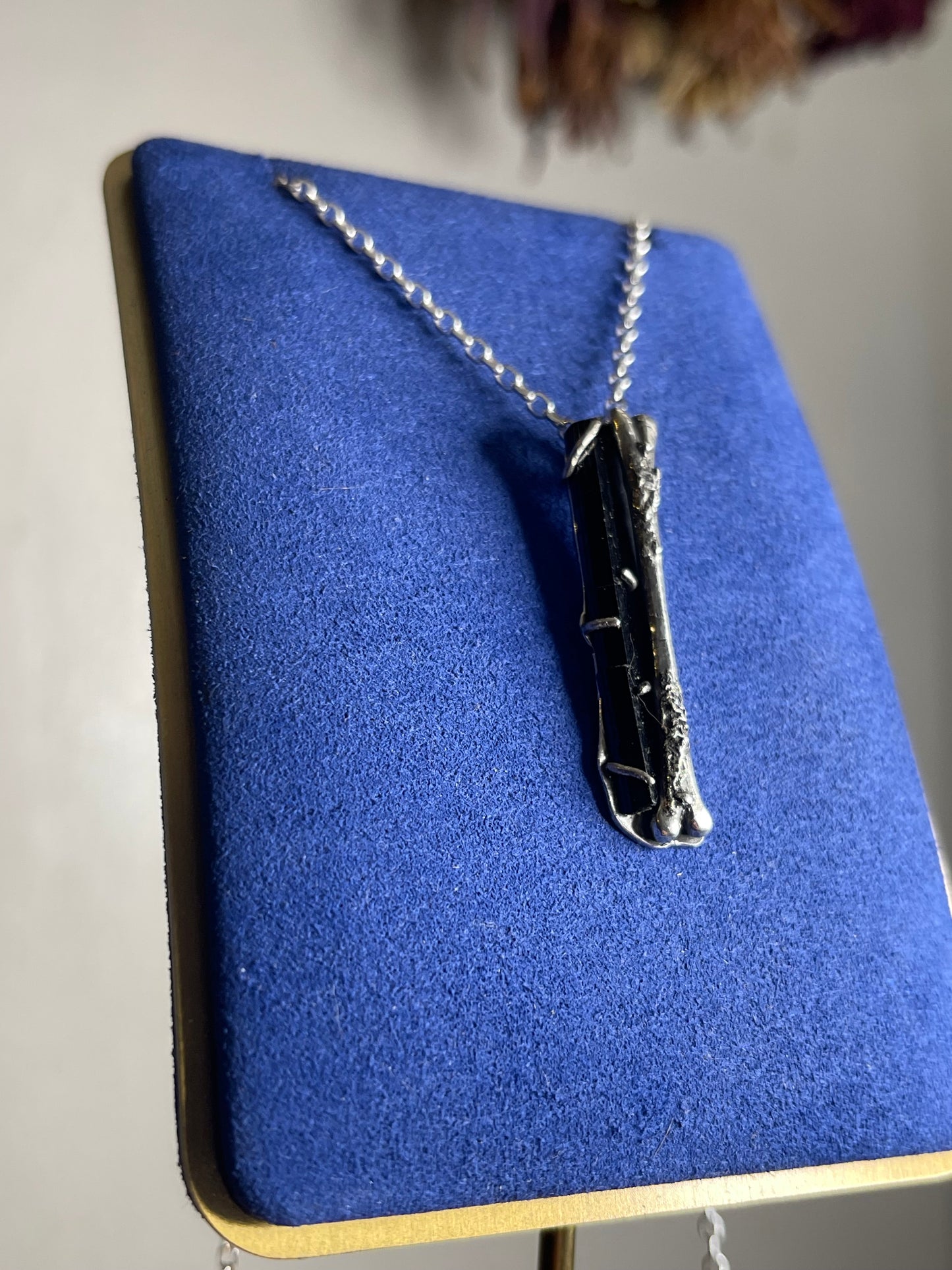*Nevermore Broken Bone Black Tourmaline Crystal Pendant Necklace • Sterling Silver
