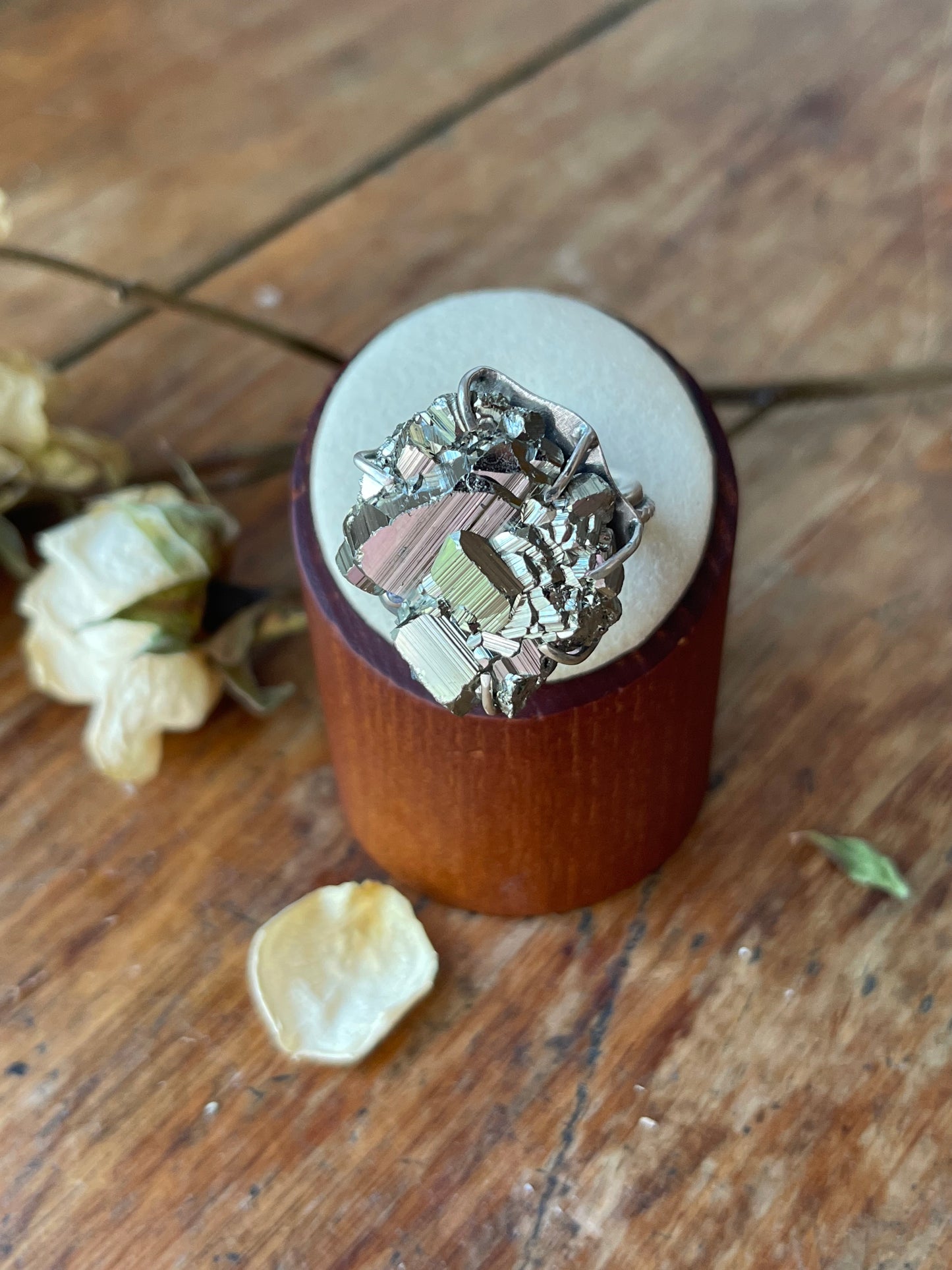 *Celtic Cliffs • Pyrite & Tanzanite Statement Ring • Size 6.5 Sterling Silver