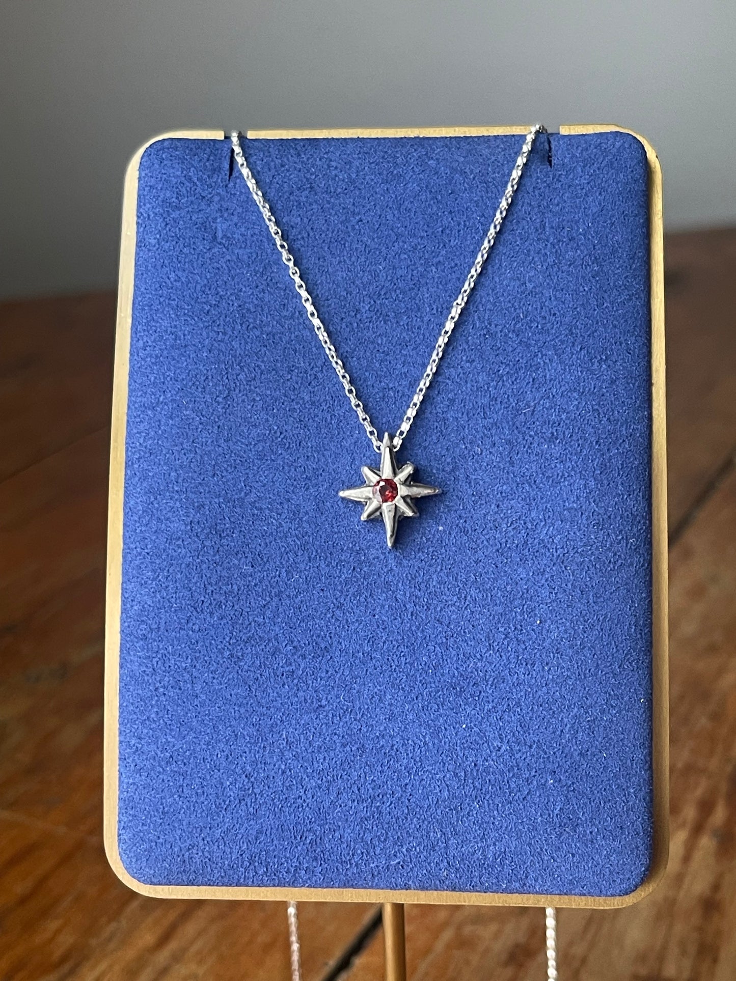 Dark Star • Garnet Star Charm Necklace MADE TO ORDER