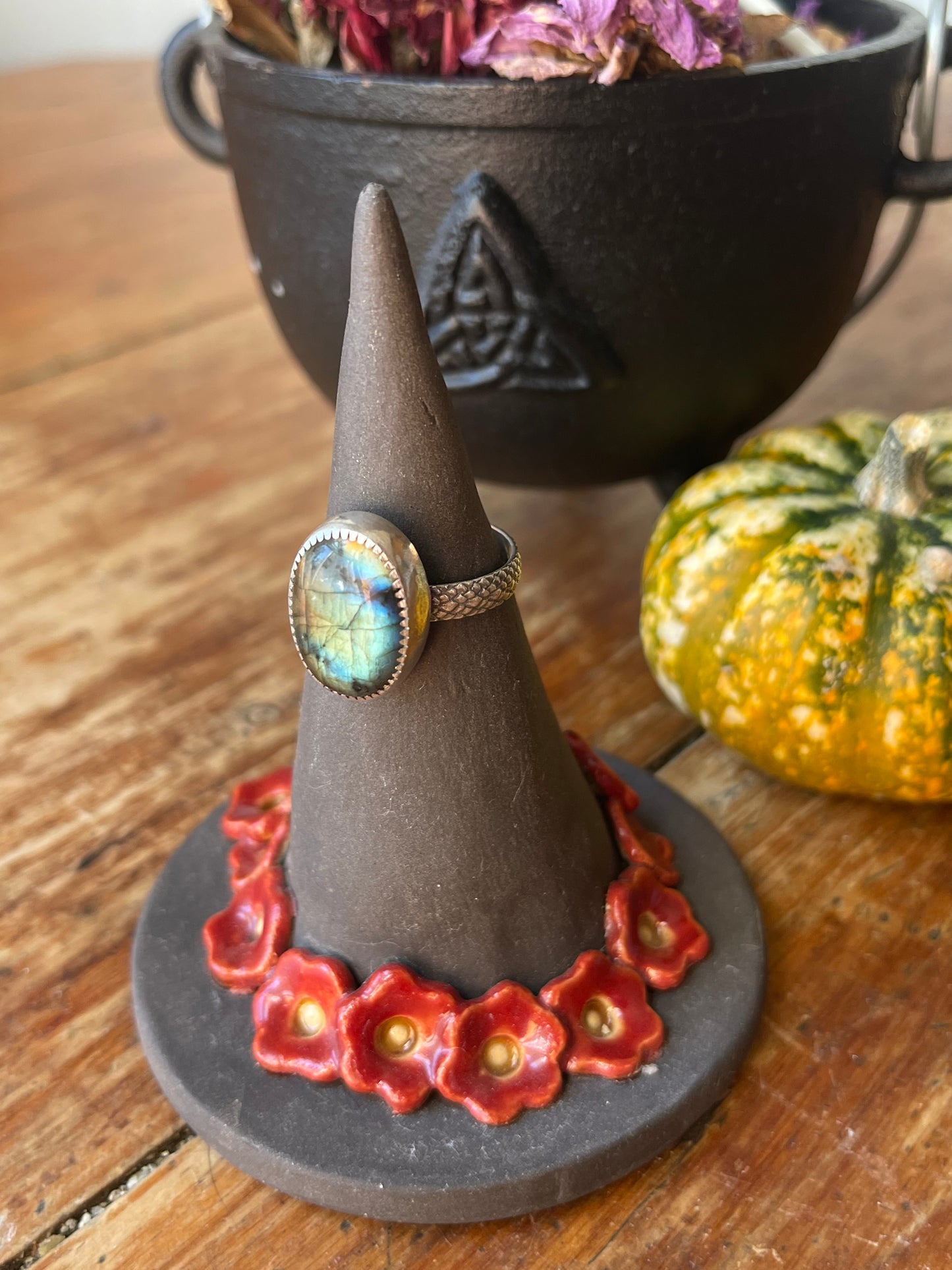 Autumn Skies Labradorite Ring Size 10.5