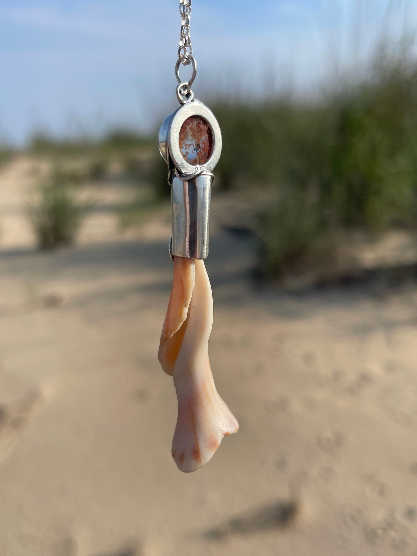 *Dancing in the Dunes • Garden Quartz Seashell Pendant