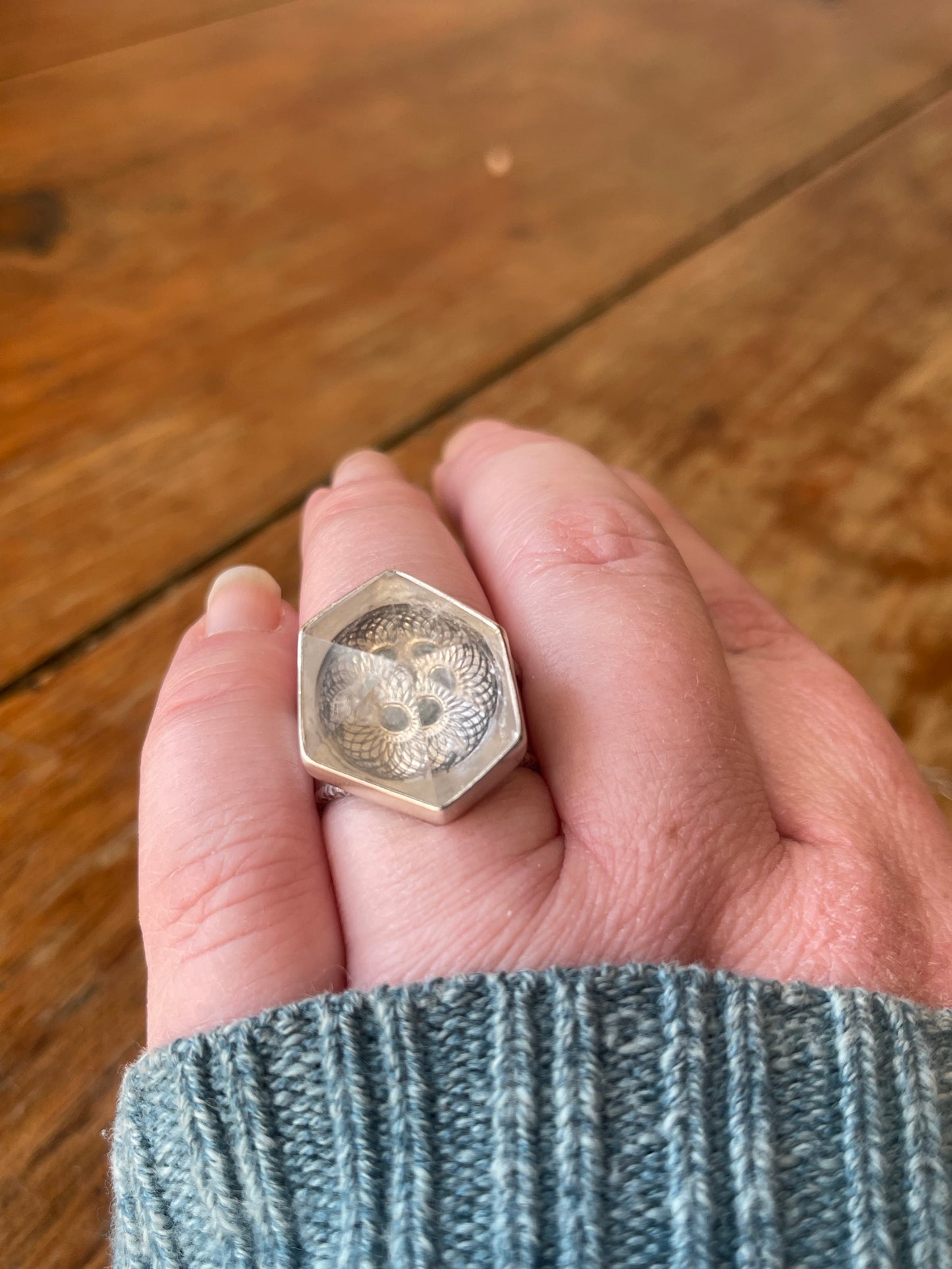 Emergence Crystal Statement Ring • Fine Silver with London Blue Topaz
