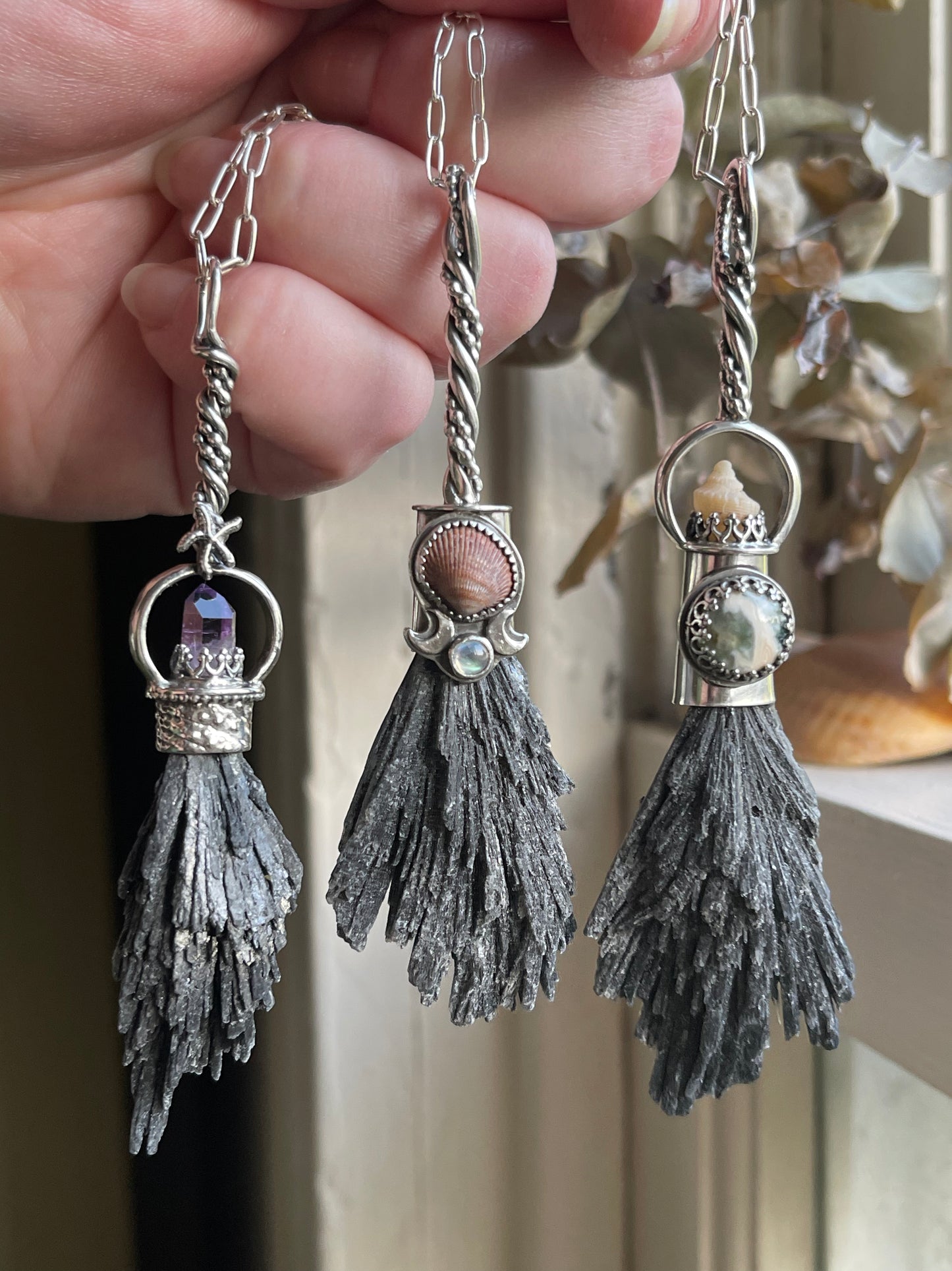 The Urchin Witch Crystal Broom Pendant