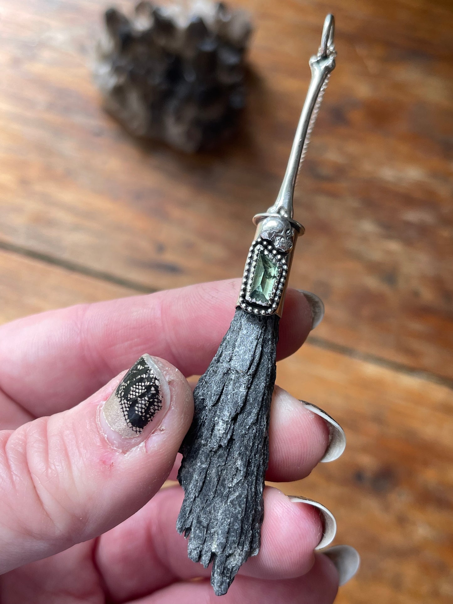 Bone Witch Sapphire Crystal Broom