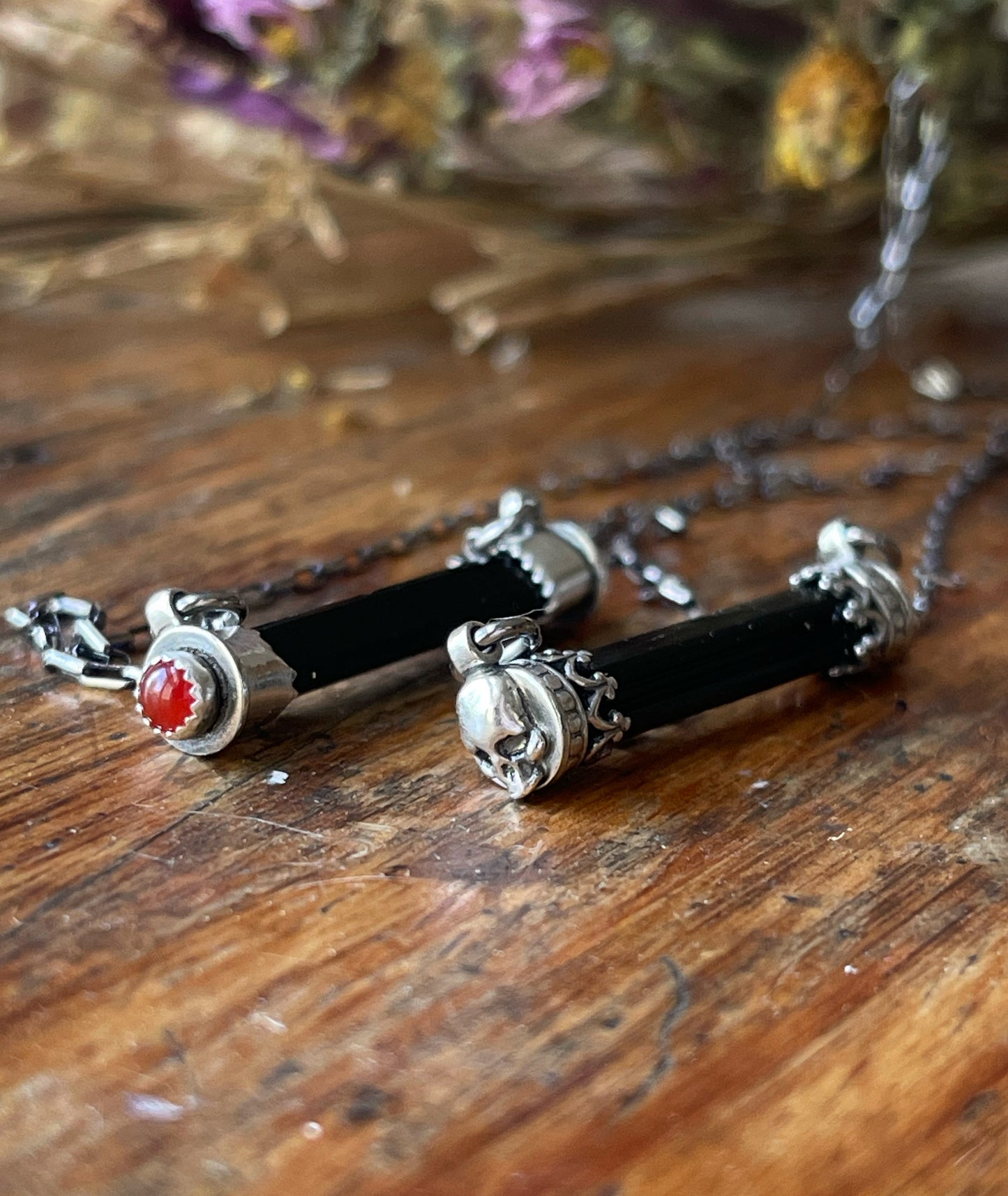 Black Tourmaline Bar Necklaces