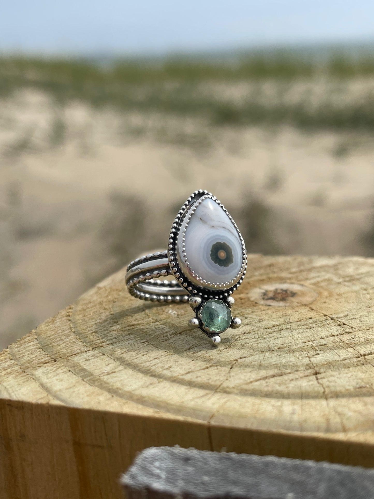 Atlantic Green Goddess • Ocean Jasper • Green Kyanite Nautical Statement Ring