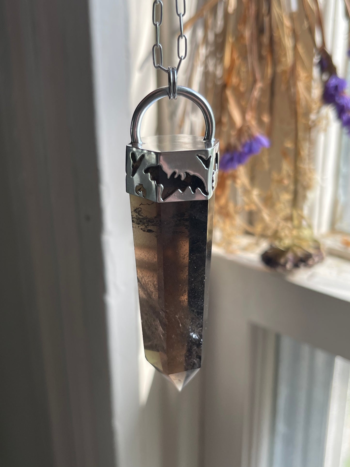 Creature of the Night: Smokey Quartz Crystal Pendant