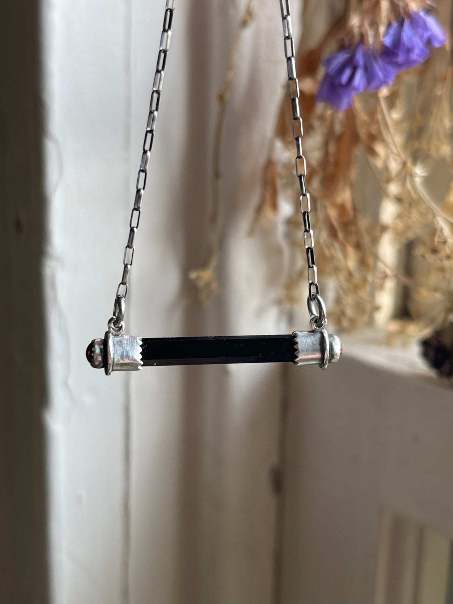 Black Tourmaline Bar Necklaces
