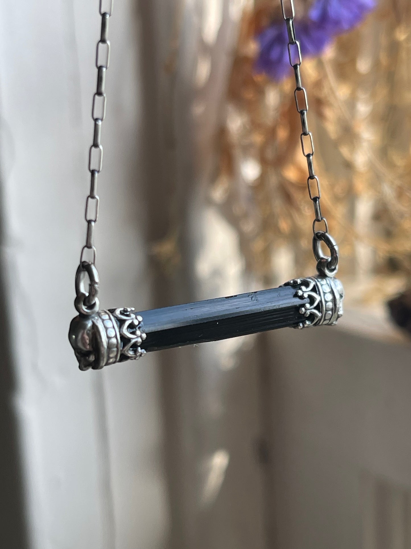 Black Tourmaline Bar Necklaces