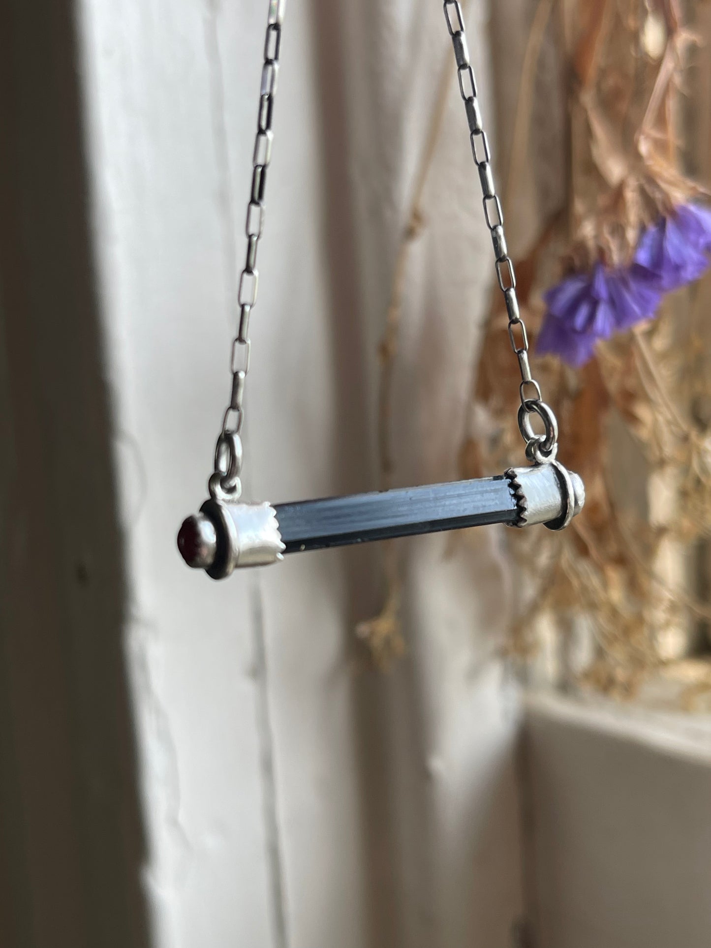 Black Tourmaline Bar Necklaces
