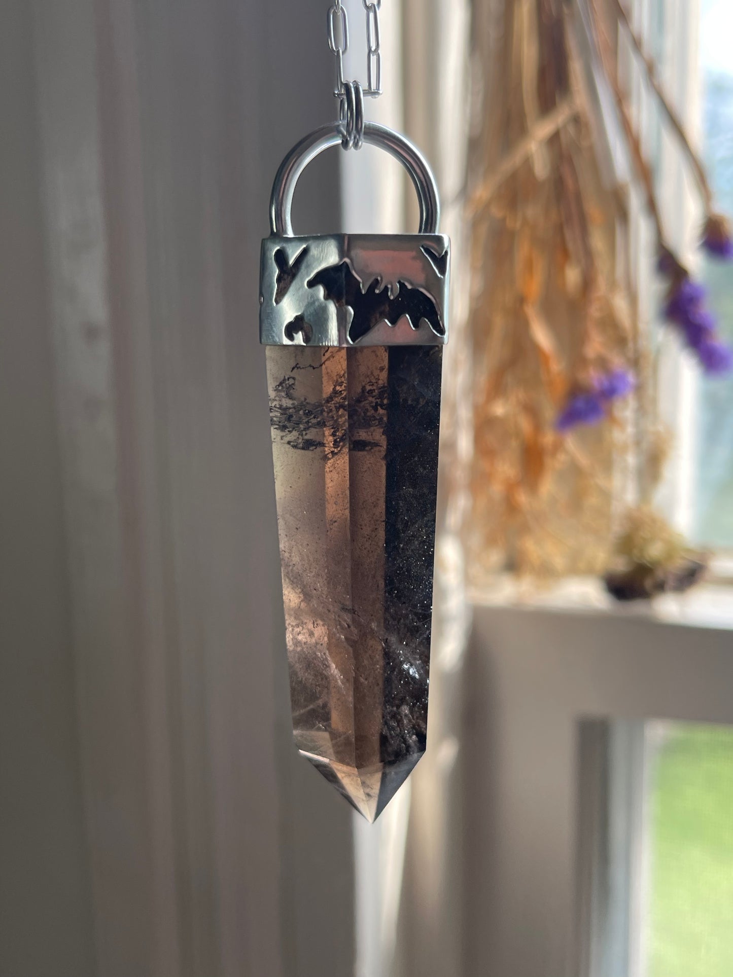 Creature of the Night: Smokey Quartz Crystal Pendant