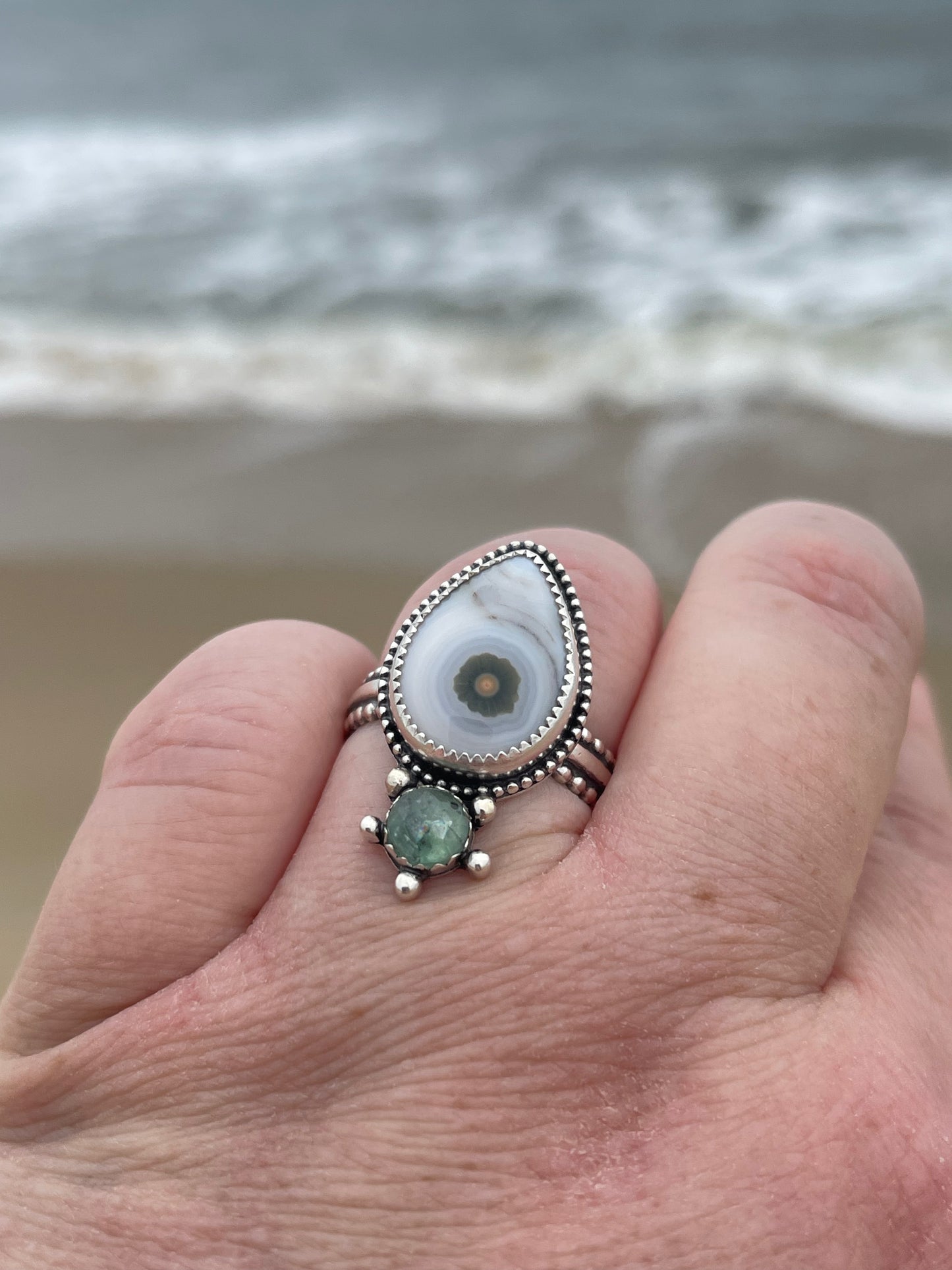Atlantic Green Goddess • Ocean Jasper • Green Kyanite Nautical Statement Ring