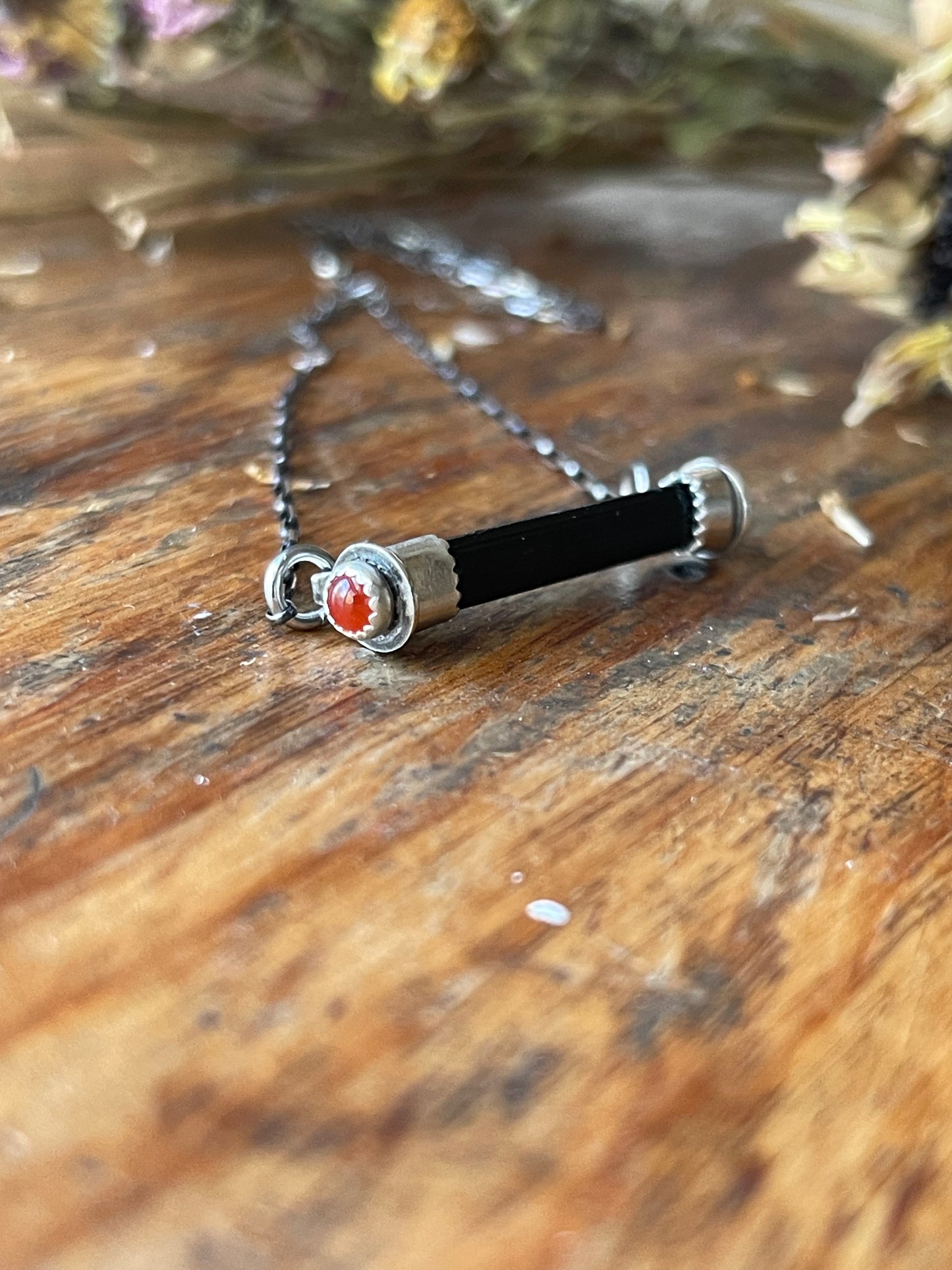 Black Tourmaline Bar Necklaces