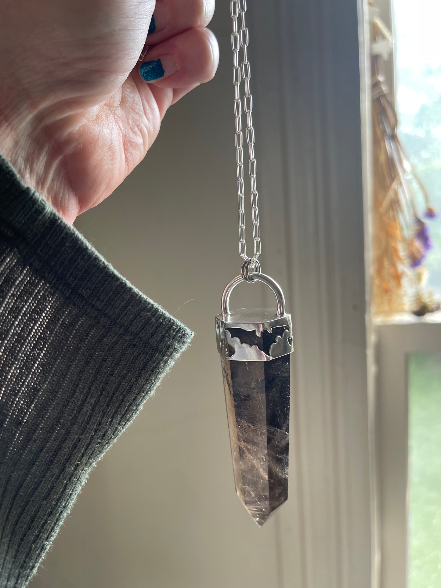 Creature of the Night: Smokey Quartz Crystal Pendant