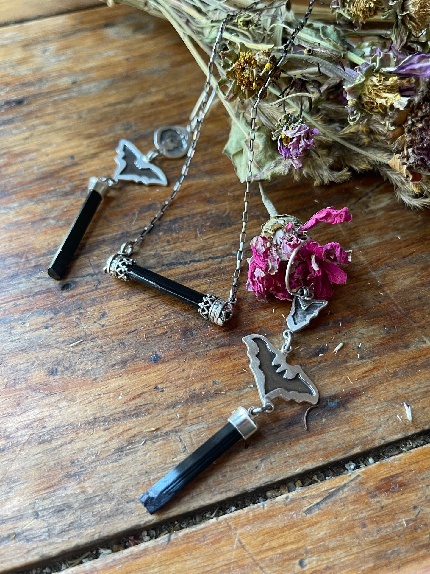 Black Tourmaline Bar Necklaces