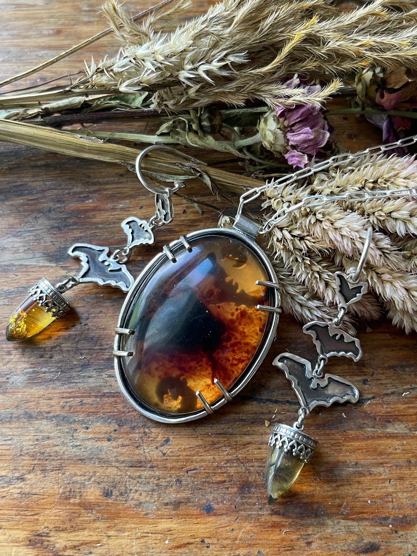 Out of the Crypt: Epic Amber Statement Necklace