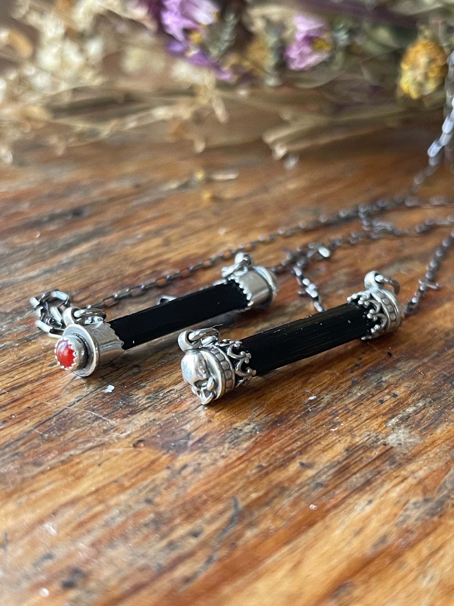 Black Tourmaline Bar Necklaces
