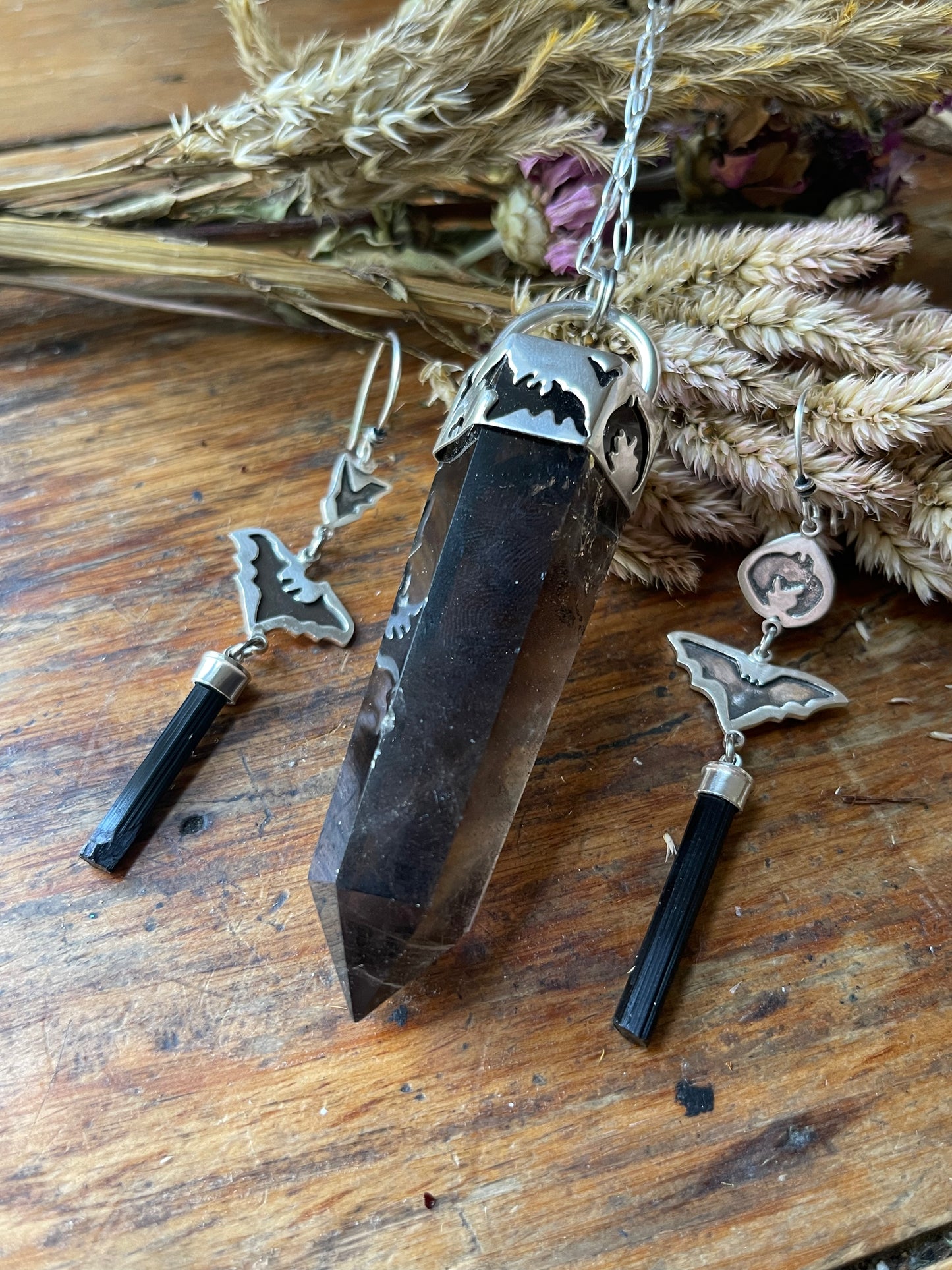 Creature of the Night: Smokey Quartz Crystal Pendant