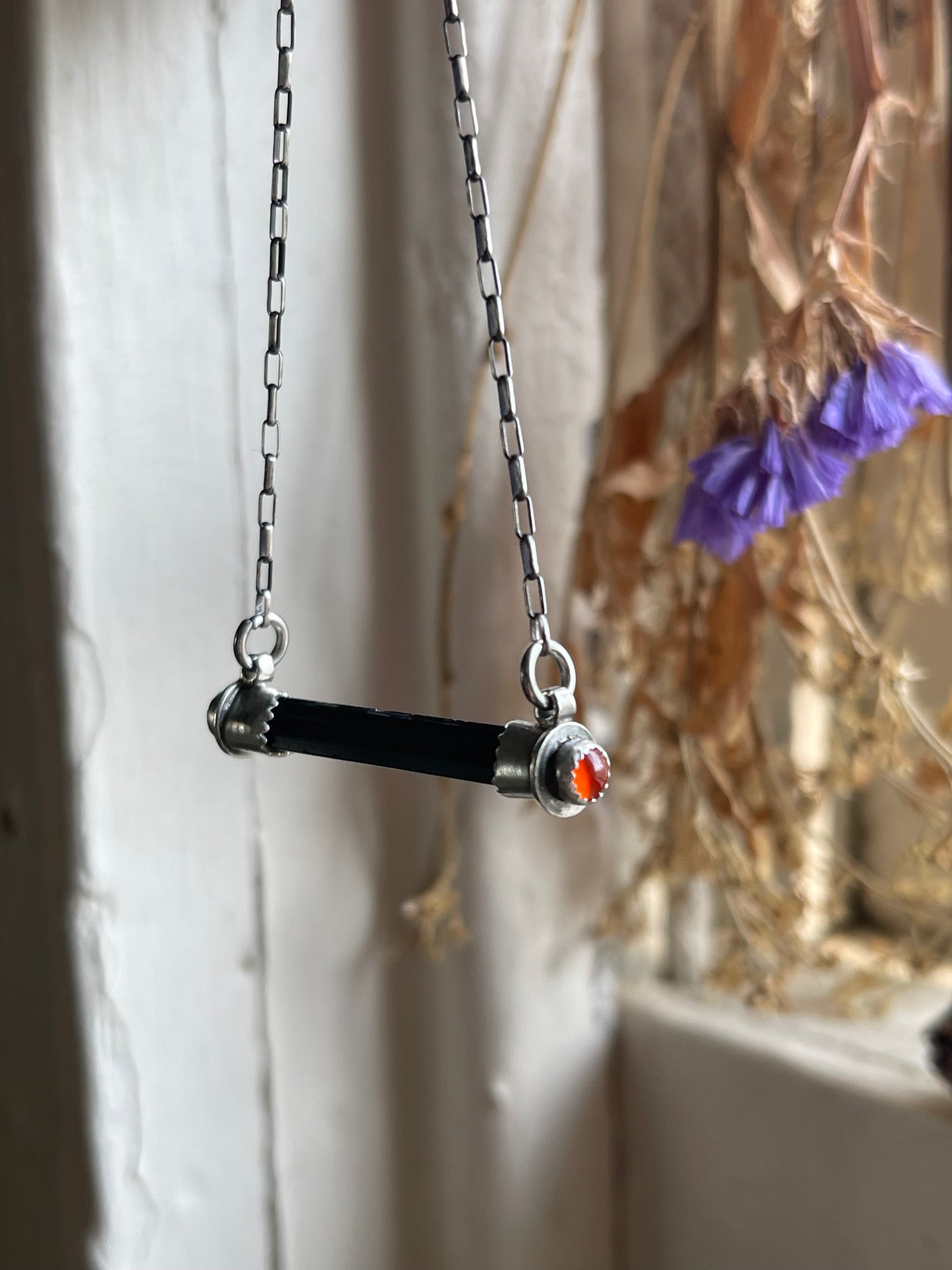 Black Tourmaline Bar Necklaces
