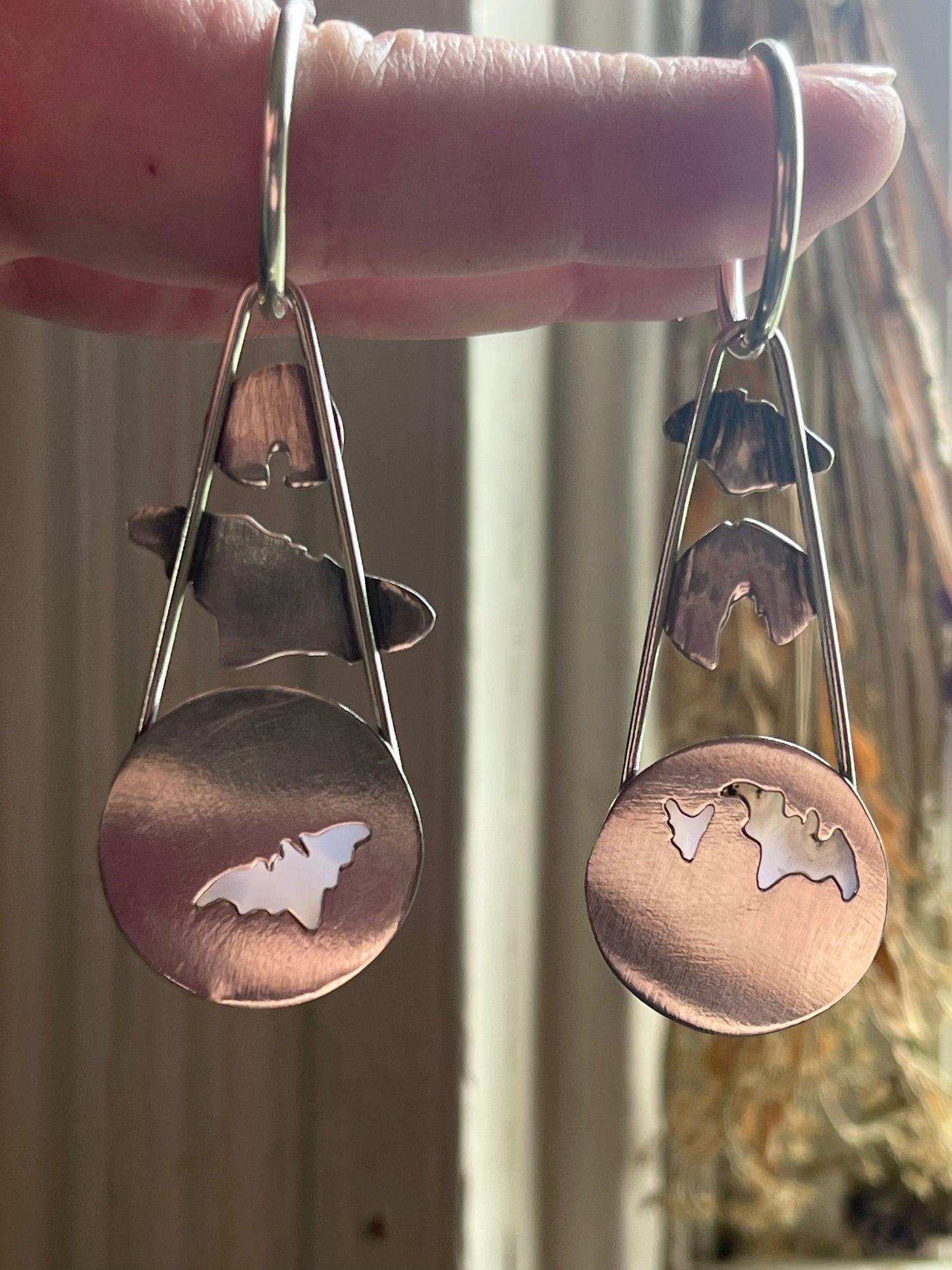 Crypt Keepers: Purple Moss Agate Batty Statement Earrings
