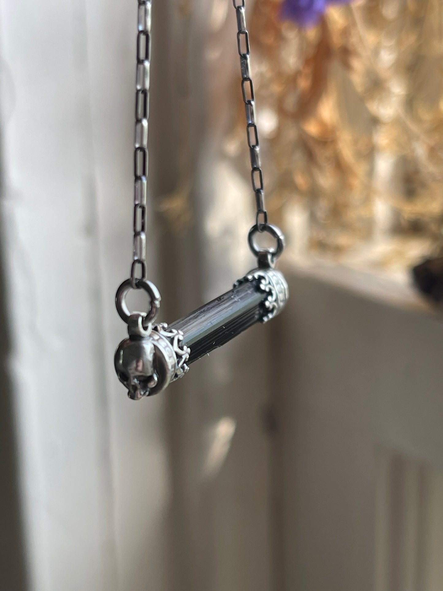 Black Tourmaline Bar Necklaces