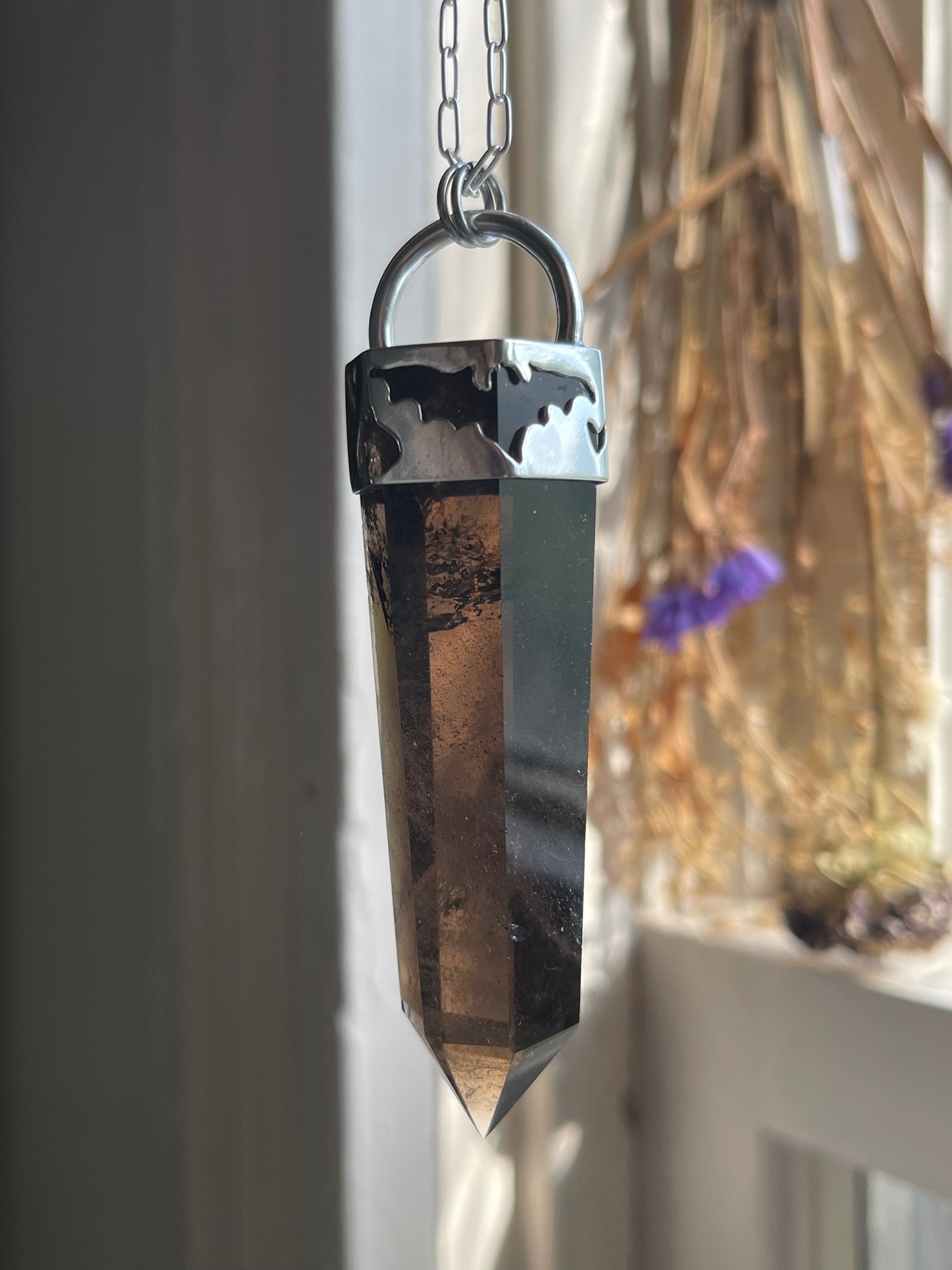 Creature of the Night: Smokey Quartz Crystal Pendant