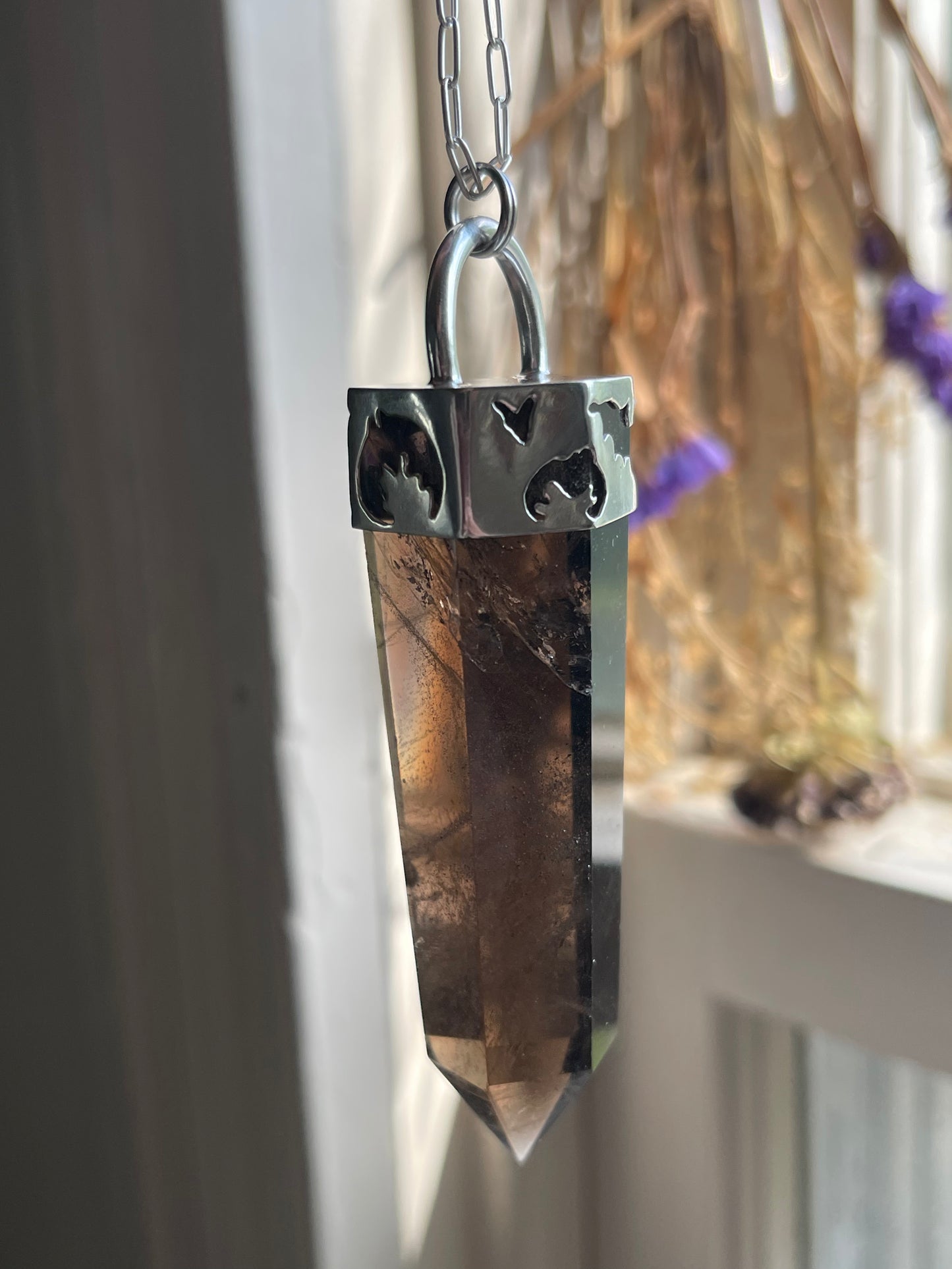 Creature of the Night: Smokey Quartz Crystal Pendant