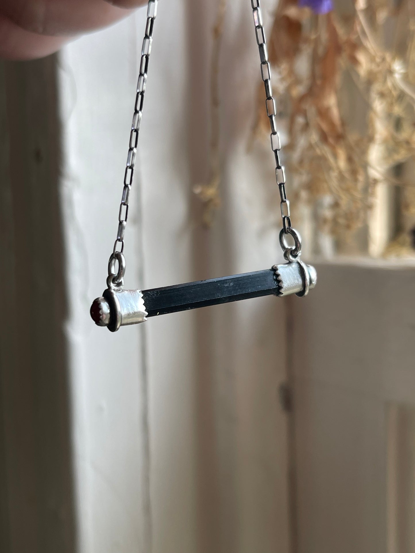 Black Tourmaline Bar Necklaces