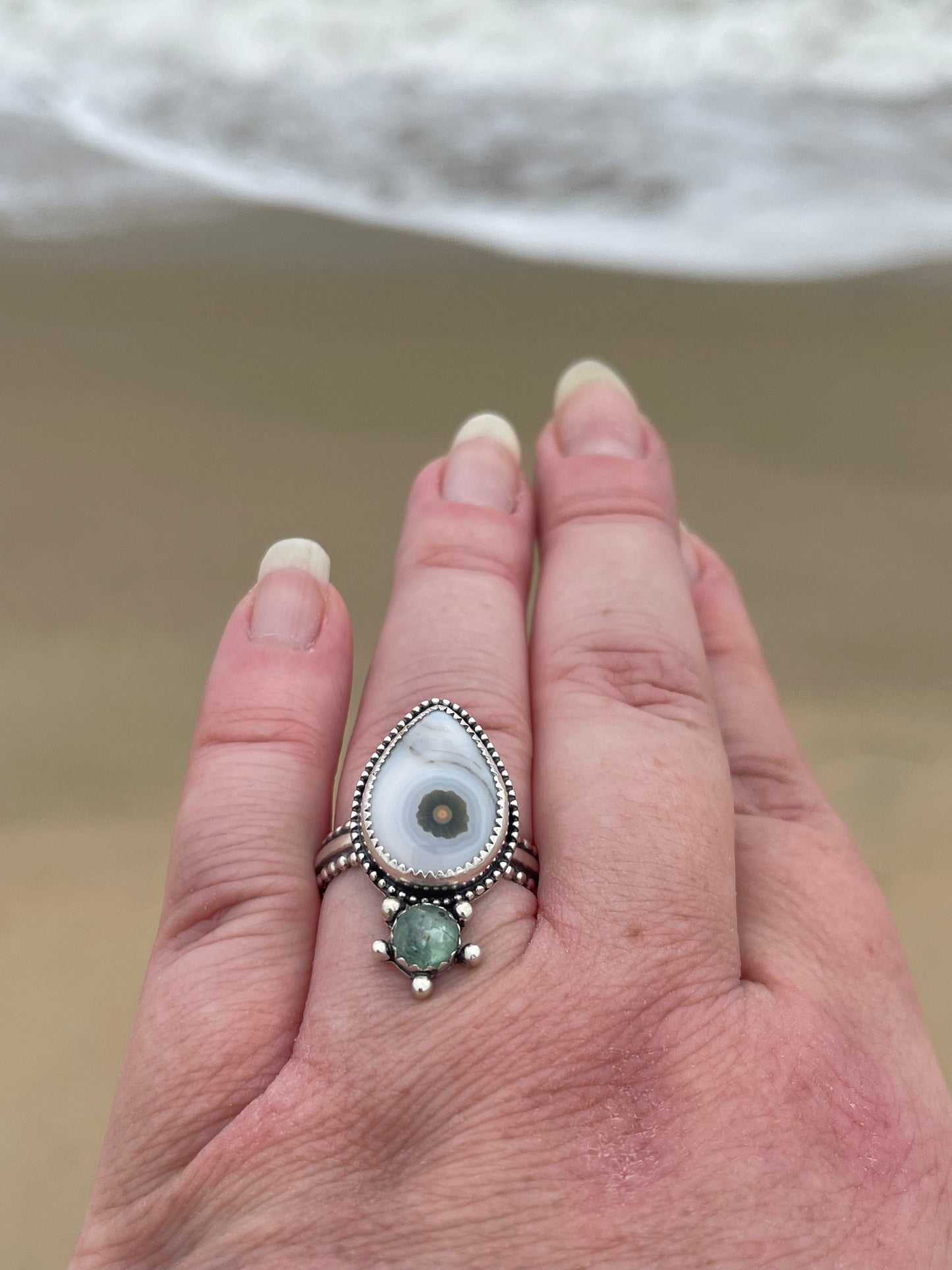 Atlantic Green Goddess • Ocean Jasper • Green Kyanite Nautical Statement Ring