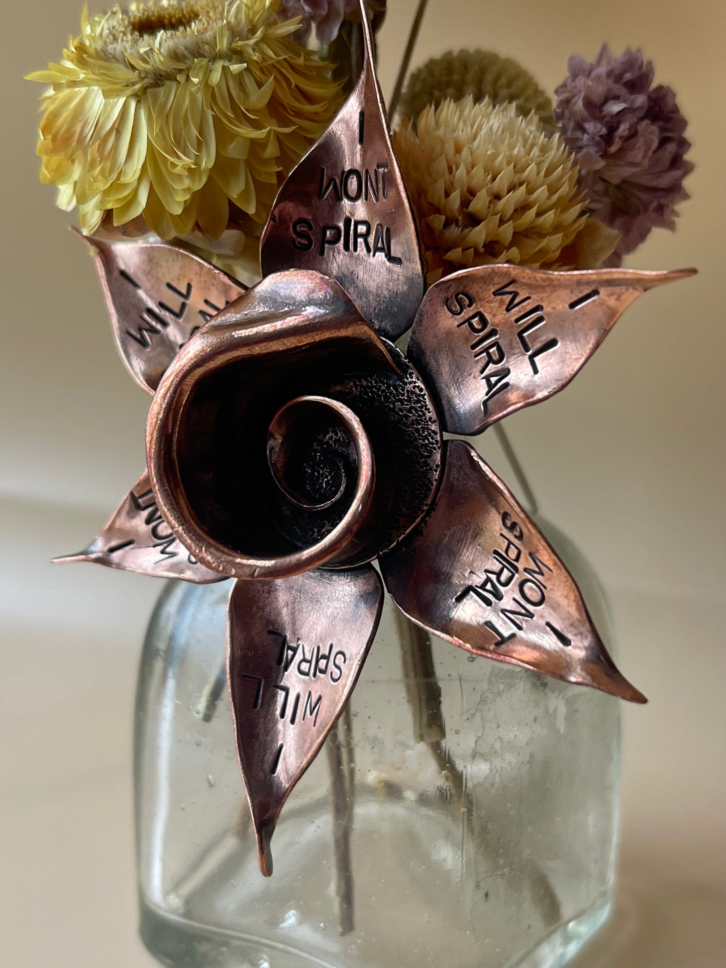 *To Spirl or not to Spiral • Sculptural Copper Flower Brooch/Pendant combo