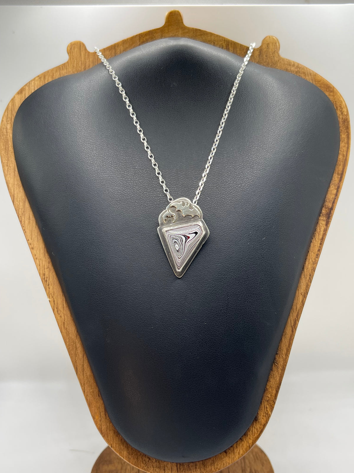 *Another Dimension • Fordite Sterling Silver Bat Pendant Necklace