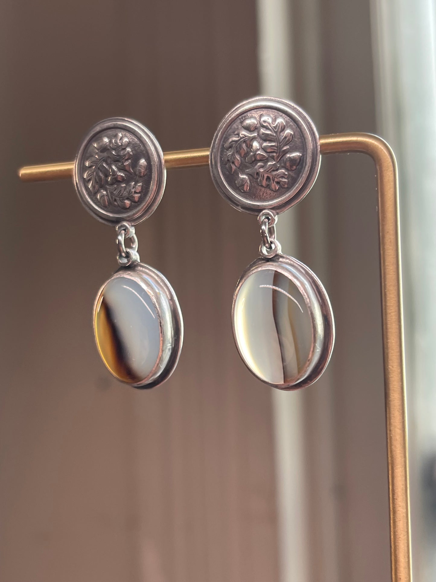 Acorn & Ember • Montana Agate Stud Dangle Earrings