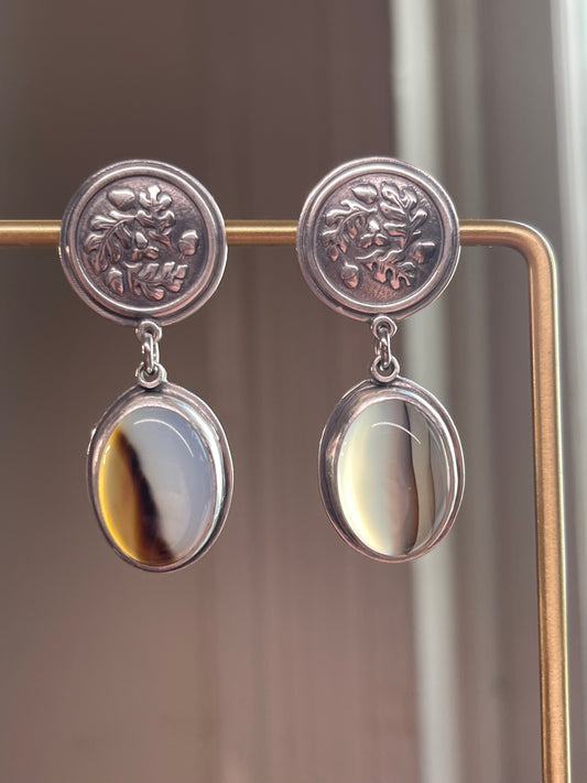 Acorn & Ember • Montana Agate Stud Dangle Earrings
