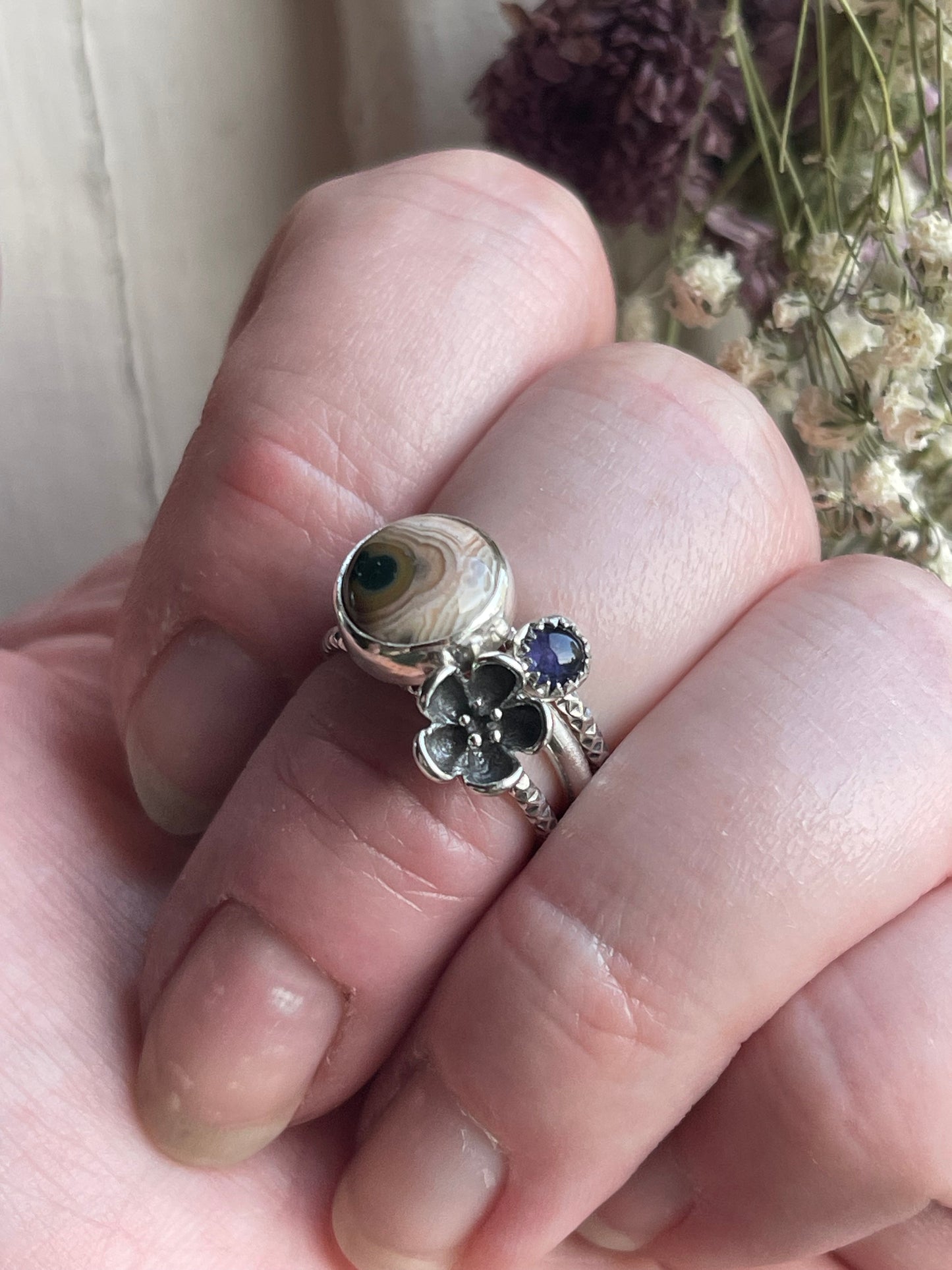 Beltane Blooms Ocean Jasper Stacker Ring Set